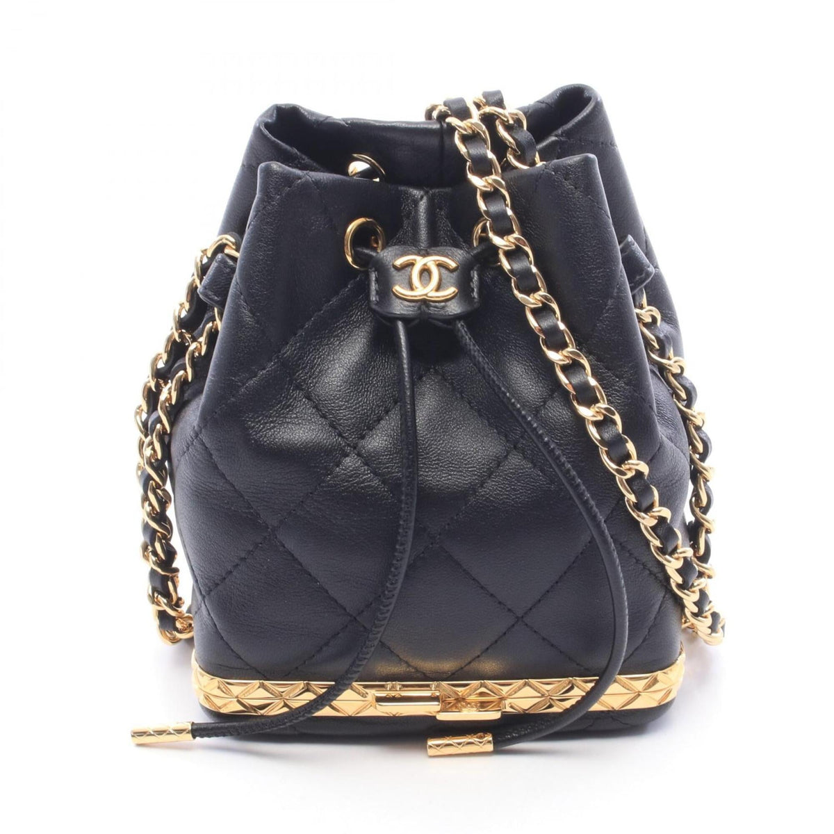 Chanel Black Leather Handbag Shoulder Bag (Pre-Owned)