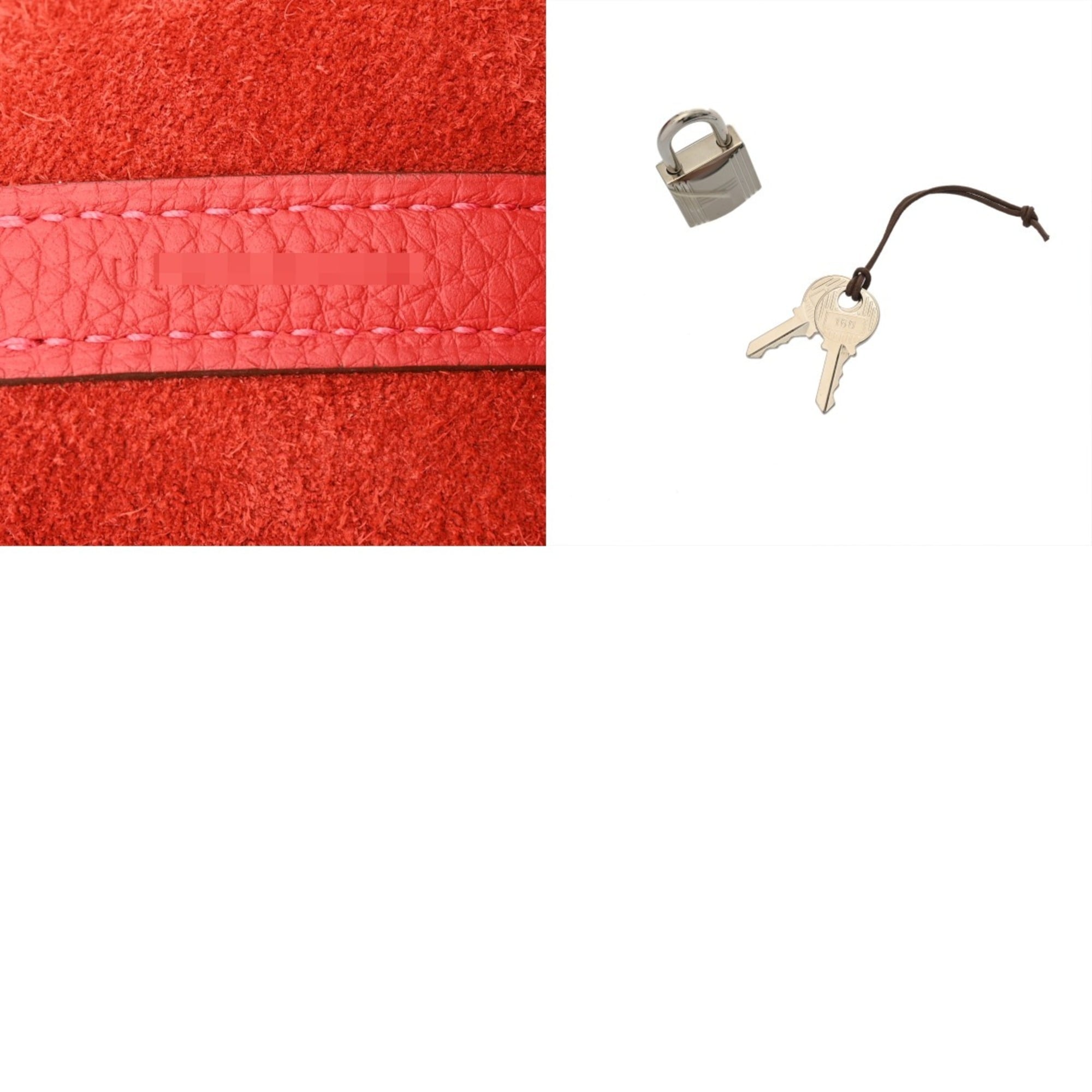 Hermes Rouge Casaque Taurillon Clemence Leather Handbag (Pre-Owned)