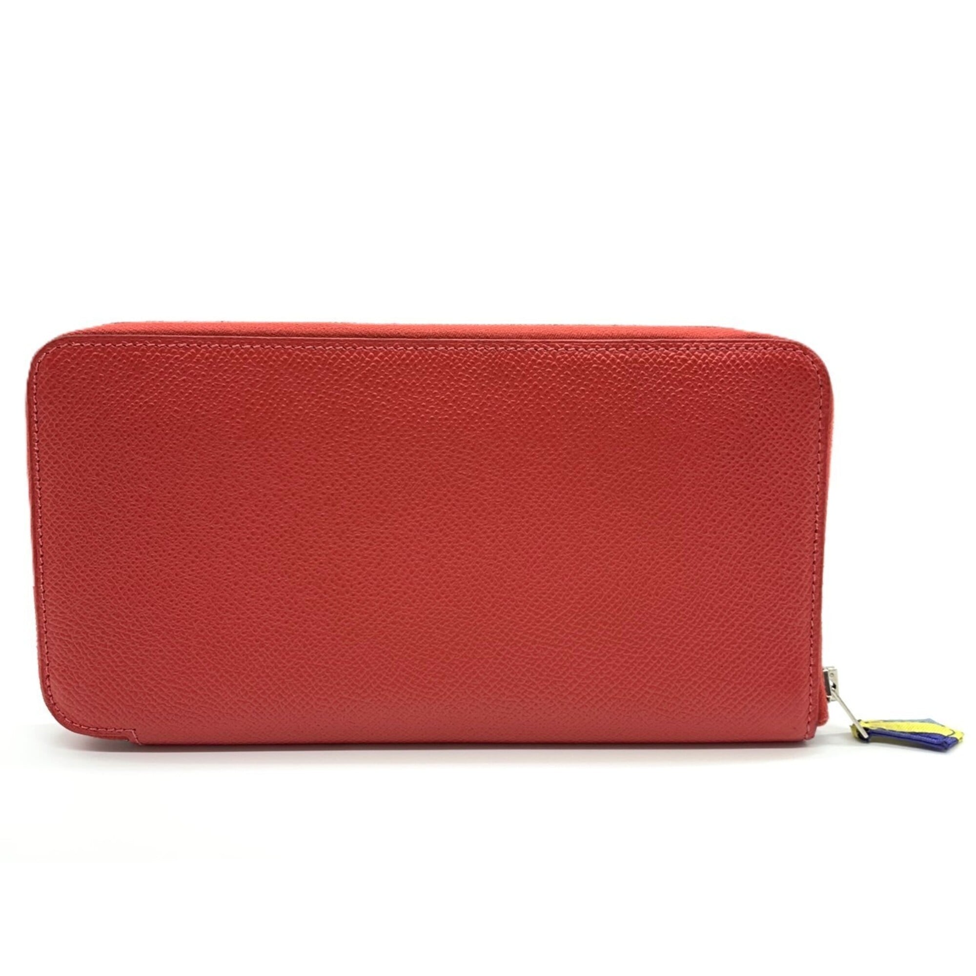 Hermes Silk'in Red Color Epsom Leather Long Wallet (Bi-Fold) (Pre-Owned)