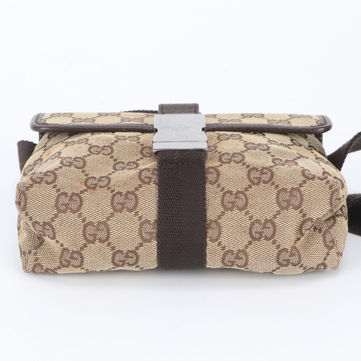 Gucci Brown Leather Canvas Pouch Shoulder Bag Sling Bag (Pre-Owned)