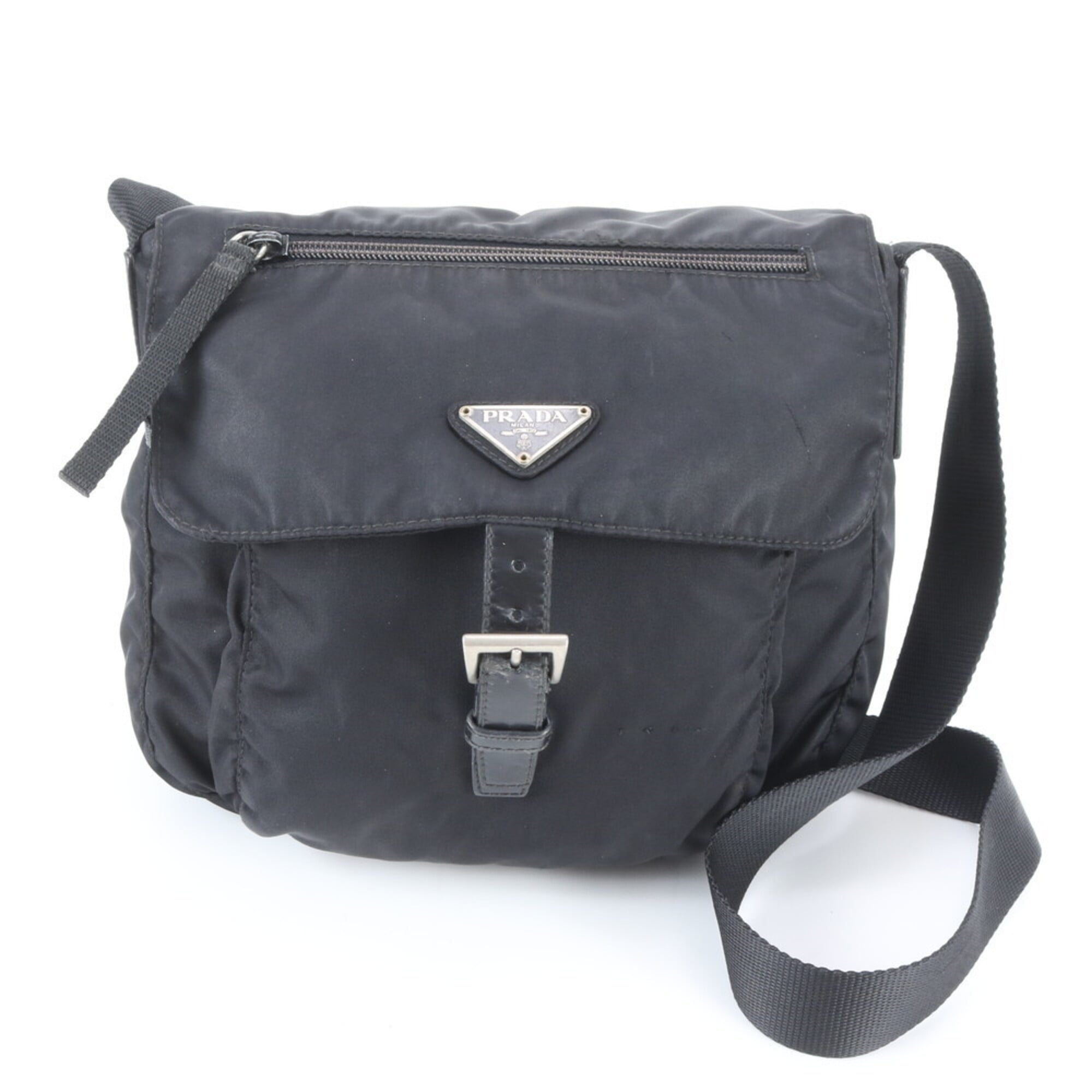 Prada Black Nylon Leather Shoulder Bag (Pre-Owned)