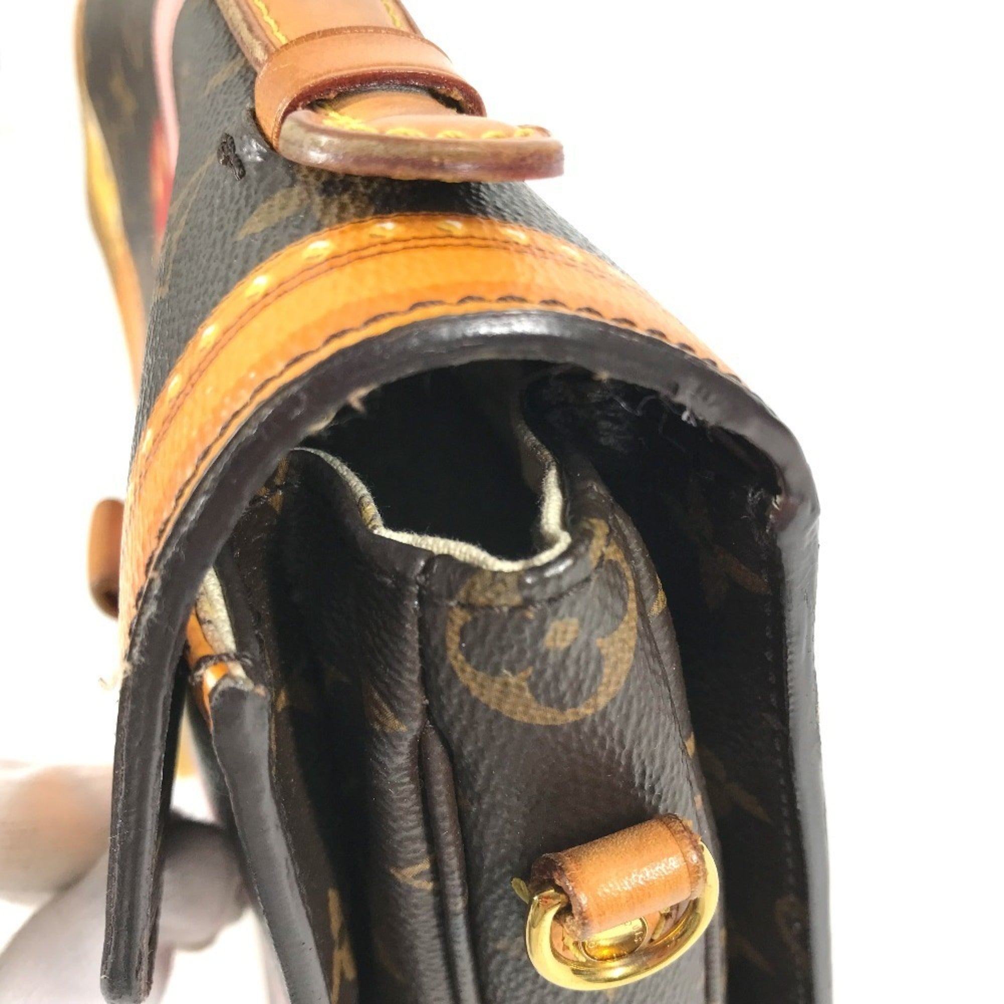 Louis Vuitton Brown Pink Monogram Canvas Handbag Pochette Shoulder Bag (Pre-Owned)