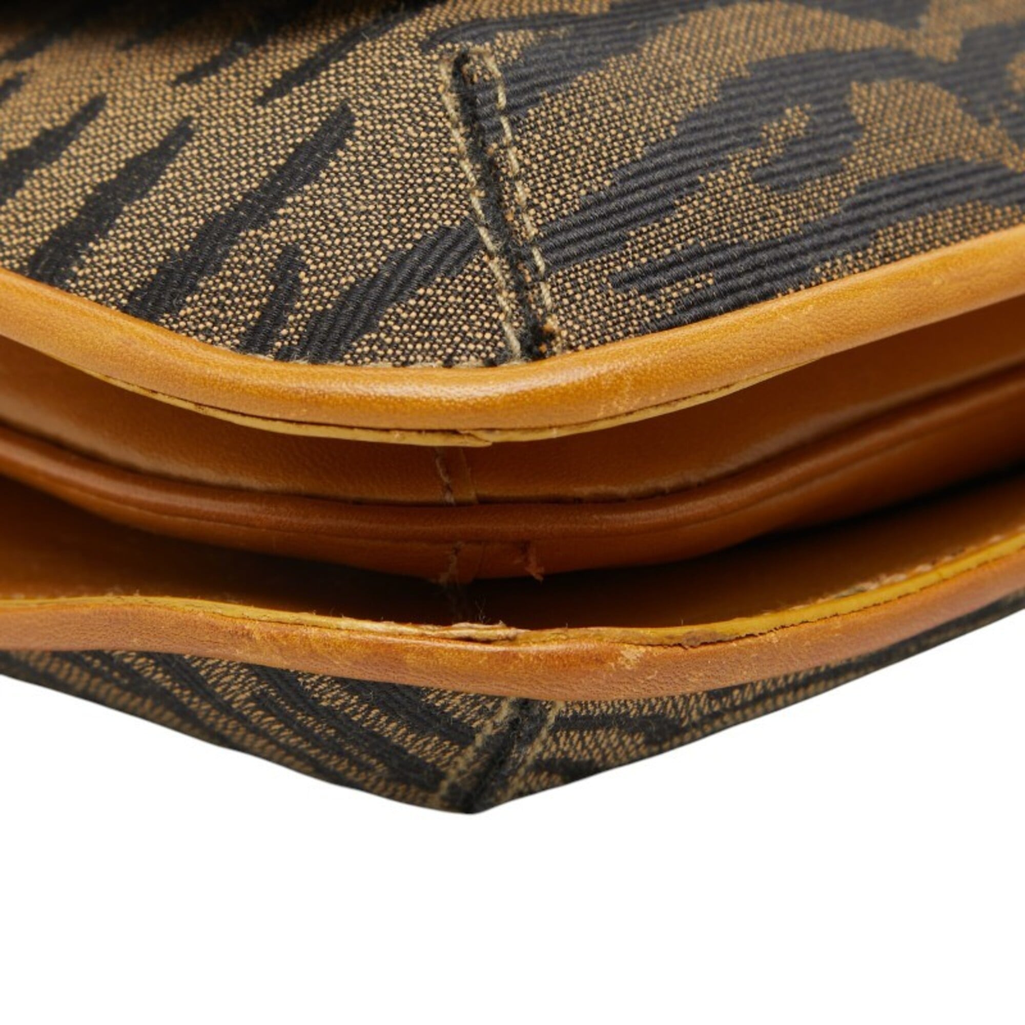Fendi Black Brown Canvas Leather Handbag (Pre-Owned)