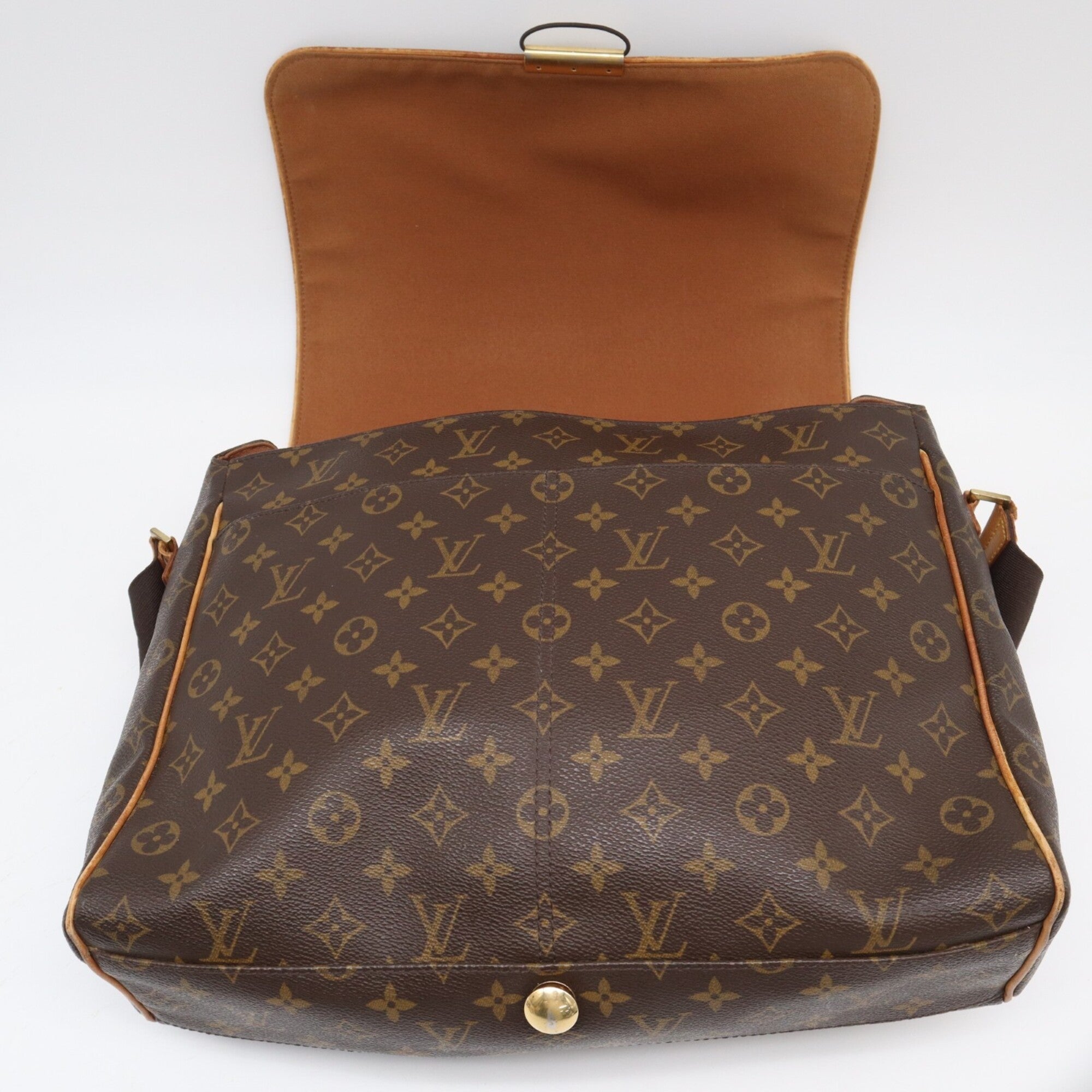 Louis Vuitton Beige Brown Monogram Coated Canvas Leather Shoulder Bag (Pre-Owned)