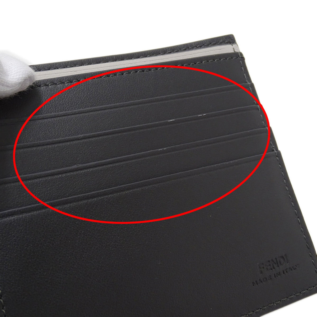 Fendi Black Gray Leather Wallet (Bi-Fold) (Pre-Owned)
