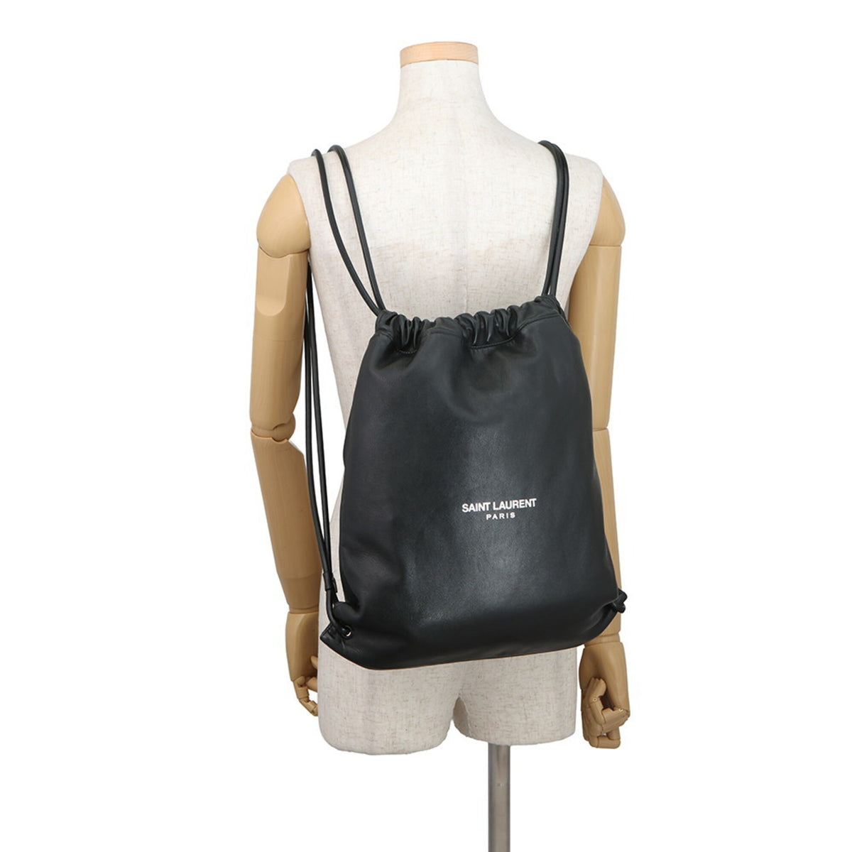 Yves Saint Laurent Black Leather Backpack Handbag Pouch (Pre-Owned)
