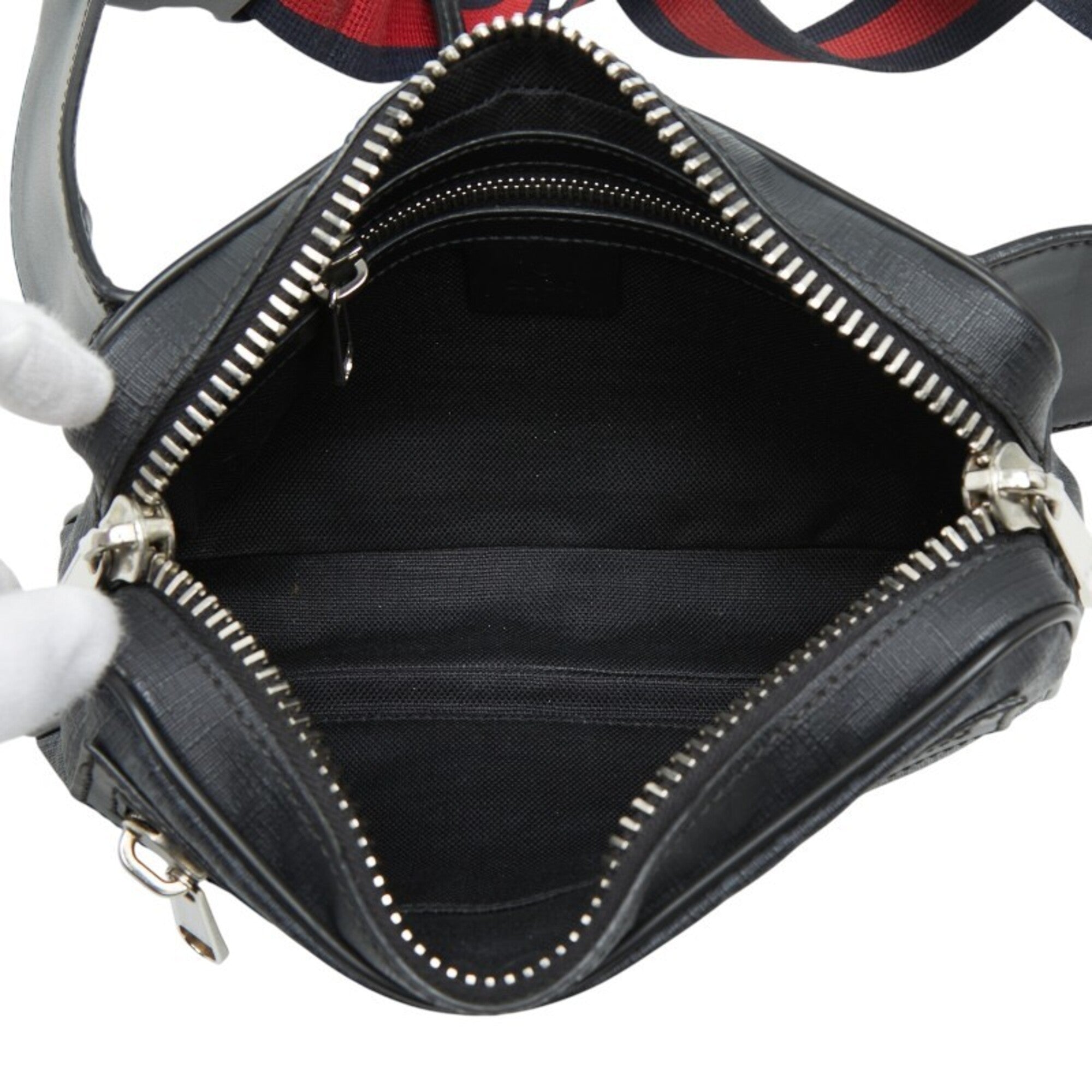 Gucci Black Gray Pvc Leather Fanny Pack (Pre-Owned)