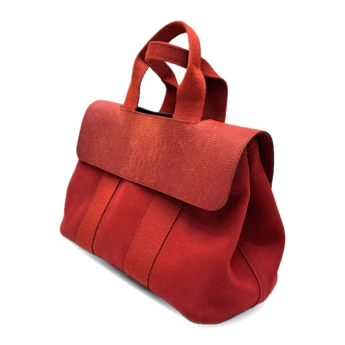 Hermes Red Color Toile Chevron Handbag Pouch (Pre-Owned)