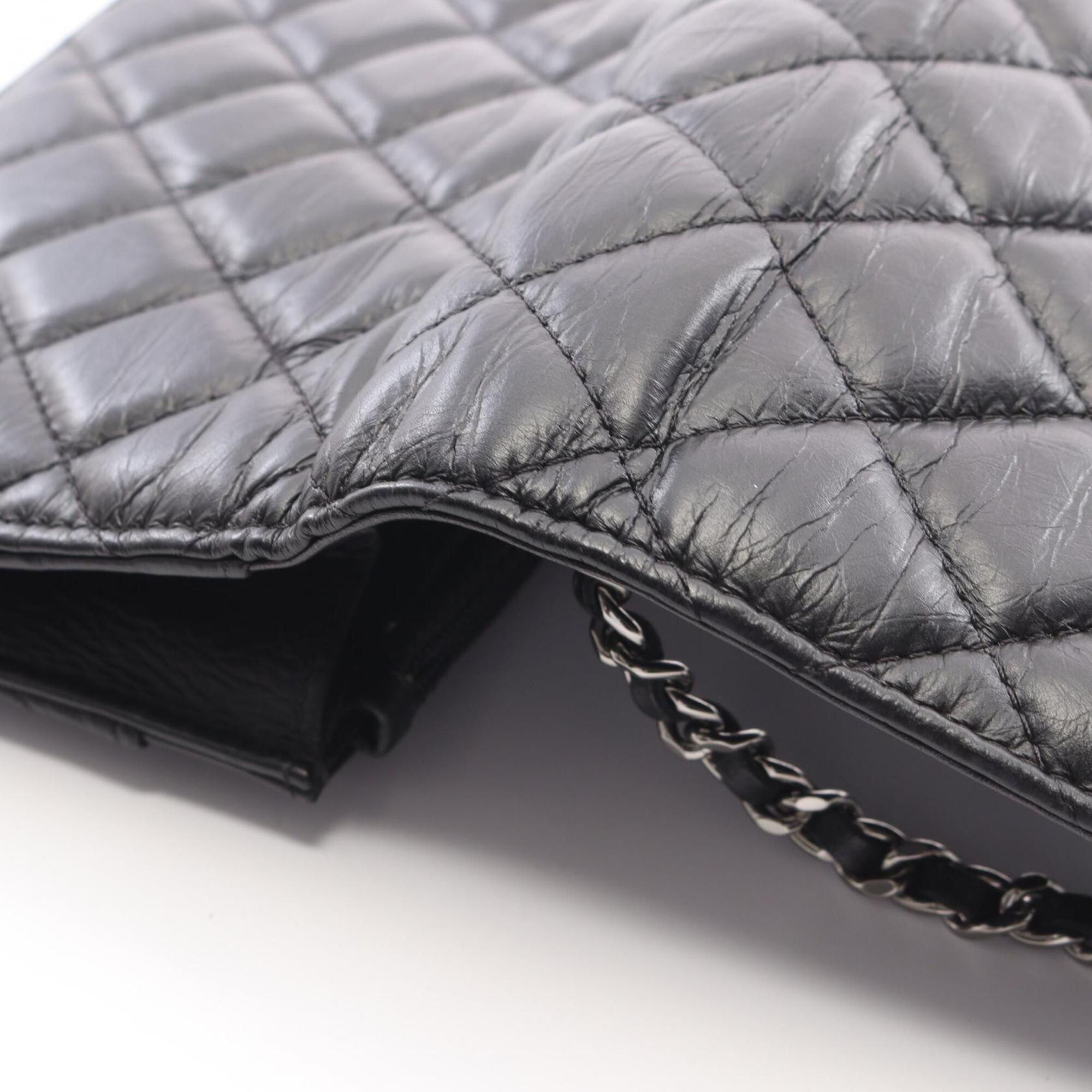 Chanel Black Leather Handbag Shoulder Bag (Pre-Owned)