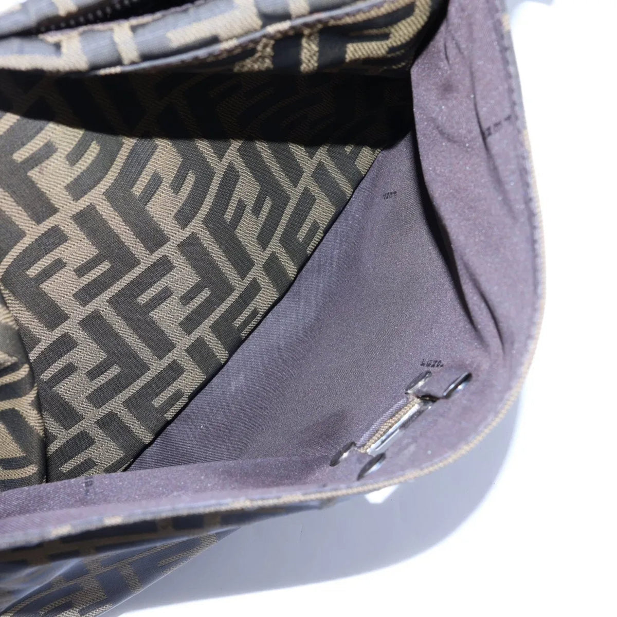Fendi Brown Leather Canvas Handbag Shoulder Bag (Pre-Owned)
