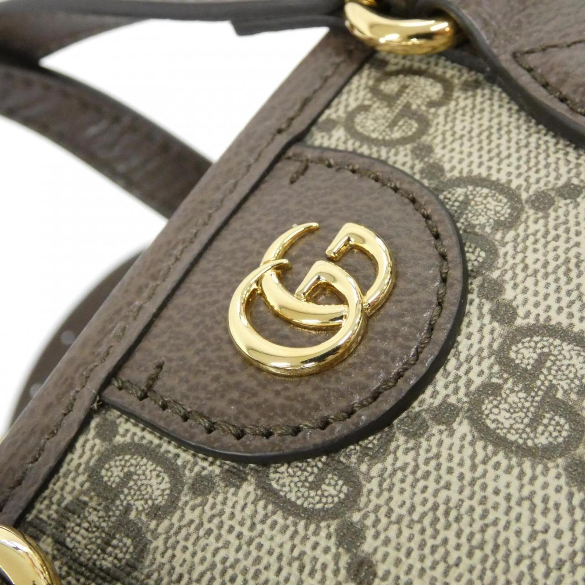 Gucci Beige Brown Gg Supreme Leather Handbag Pouch (Pre-Owned)