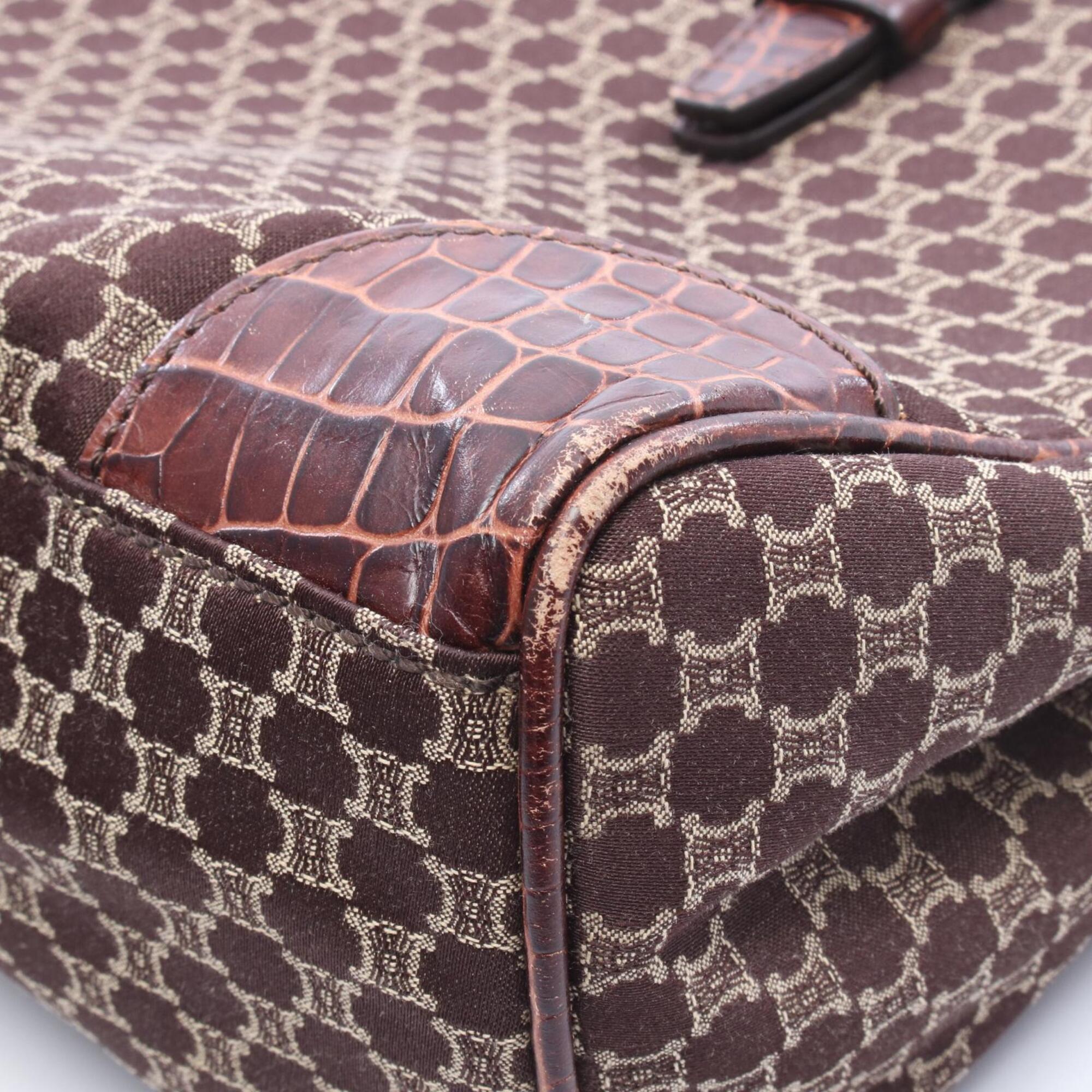 Celine Macadam Brown Canvas Leather Handbag Tote Bag (Pre-Owned)