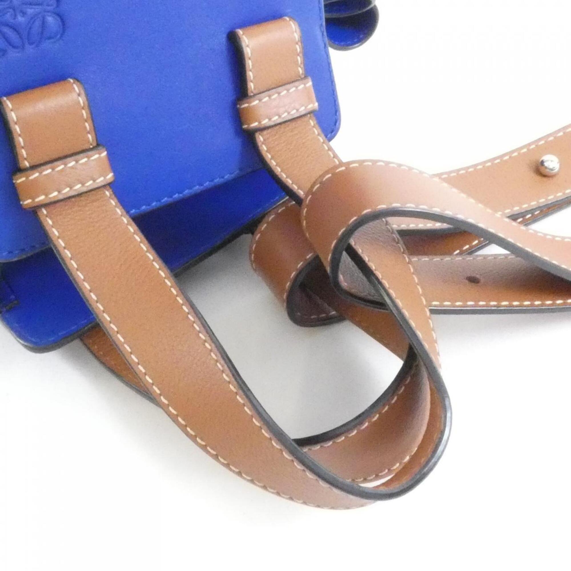 Loewe Blue Raffia Leather Shoulder Bag (Pre-Owned)