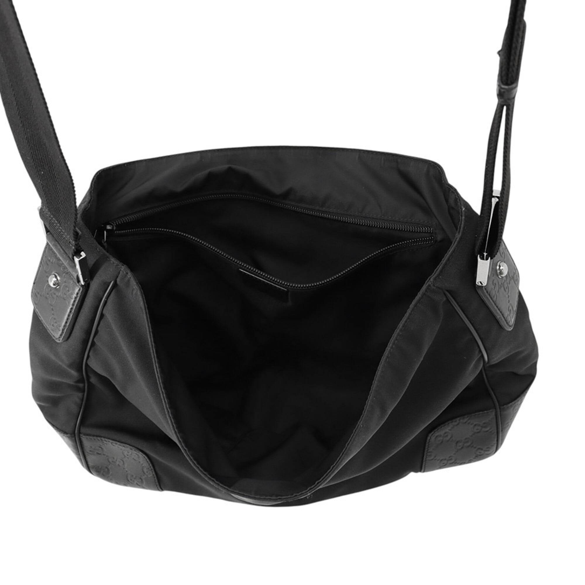 Gucci Black Nylon Leather Handbag Shoulder Bag (Pre-Owned)