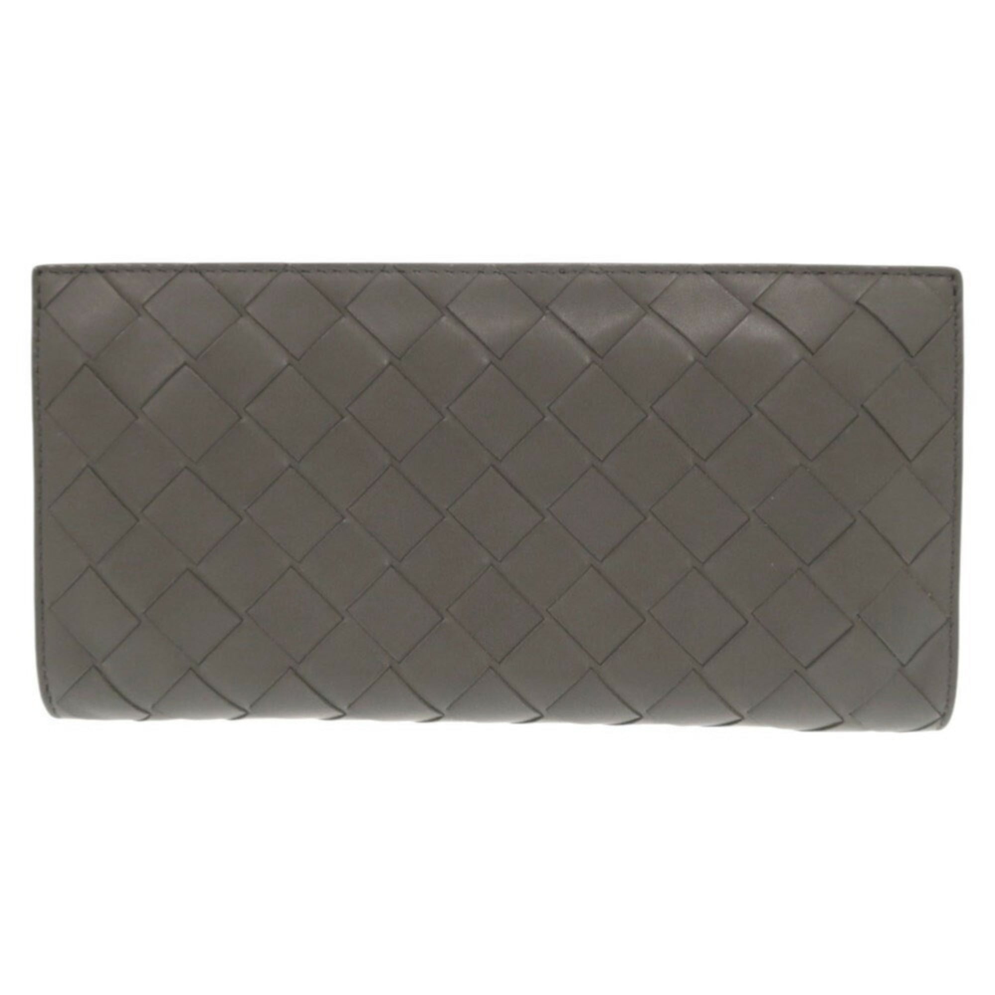 Bottega Veneta Gray Intrecciato Long Wallet (Bi-Fold) (Pre-Owned)