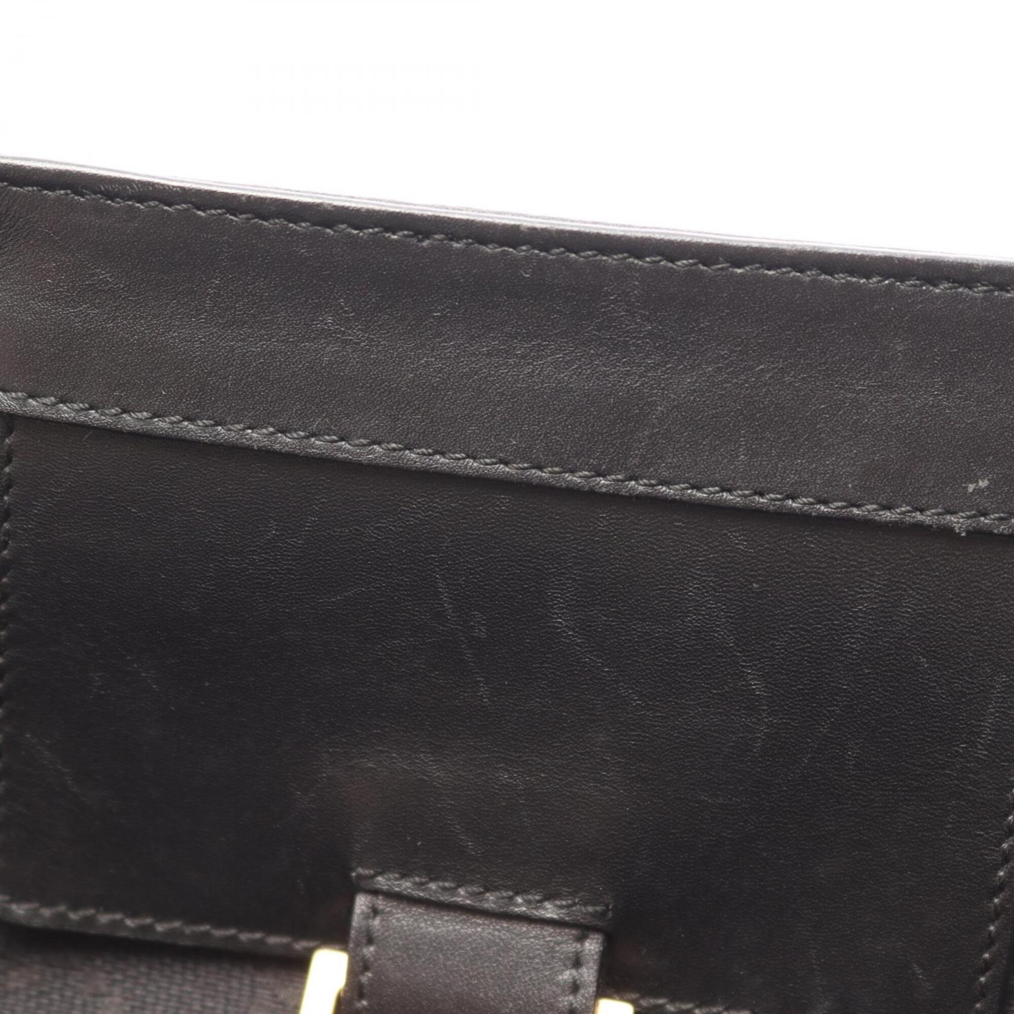 Gucci Black Gg Canvas Leather Handbag Shoulder Bag (Pre-Owned)