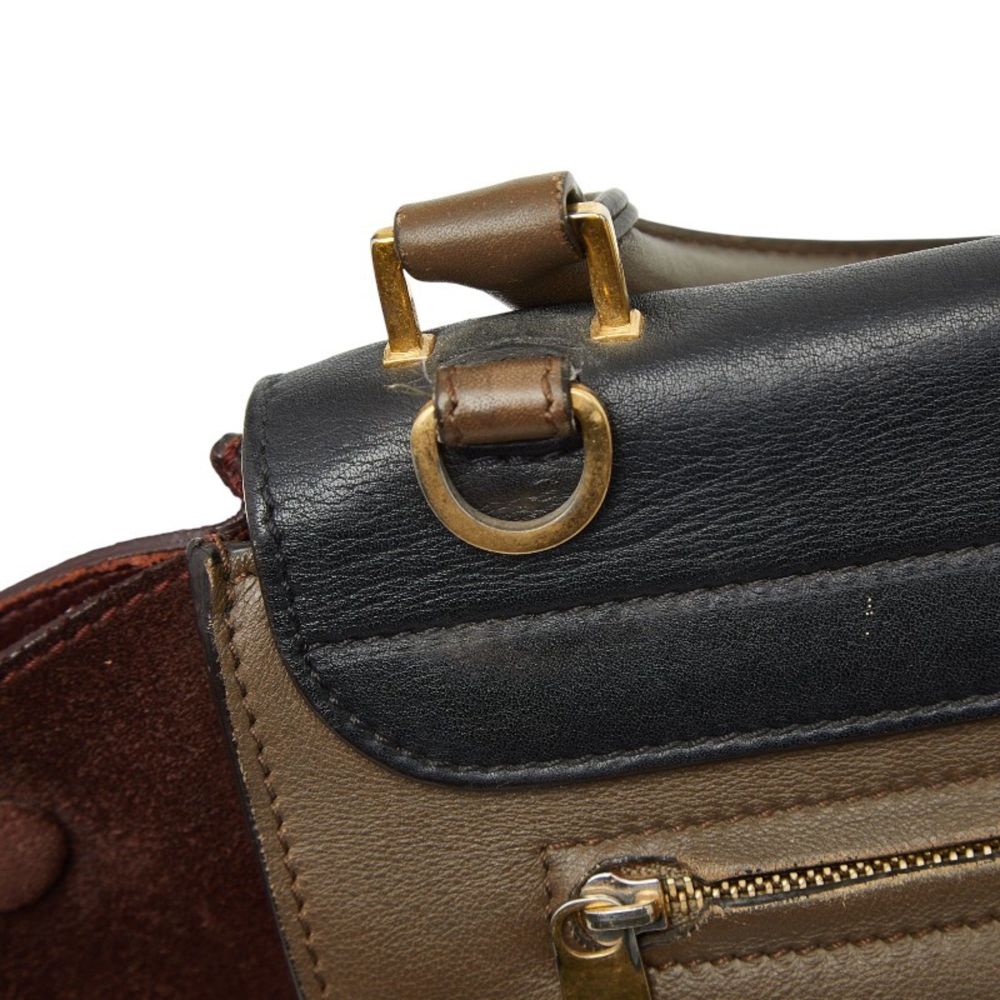 Celine Black Brown Leather Suede Handbag Shoulder Bag (Pre-Owned)