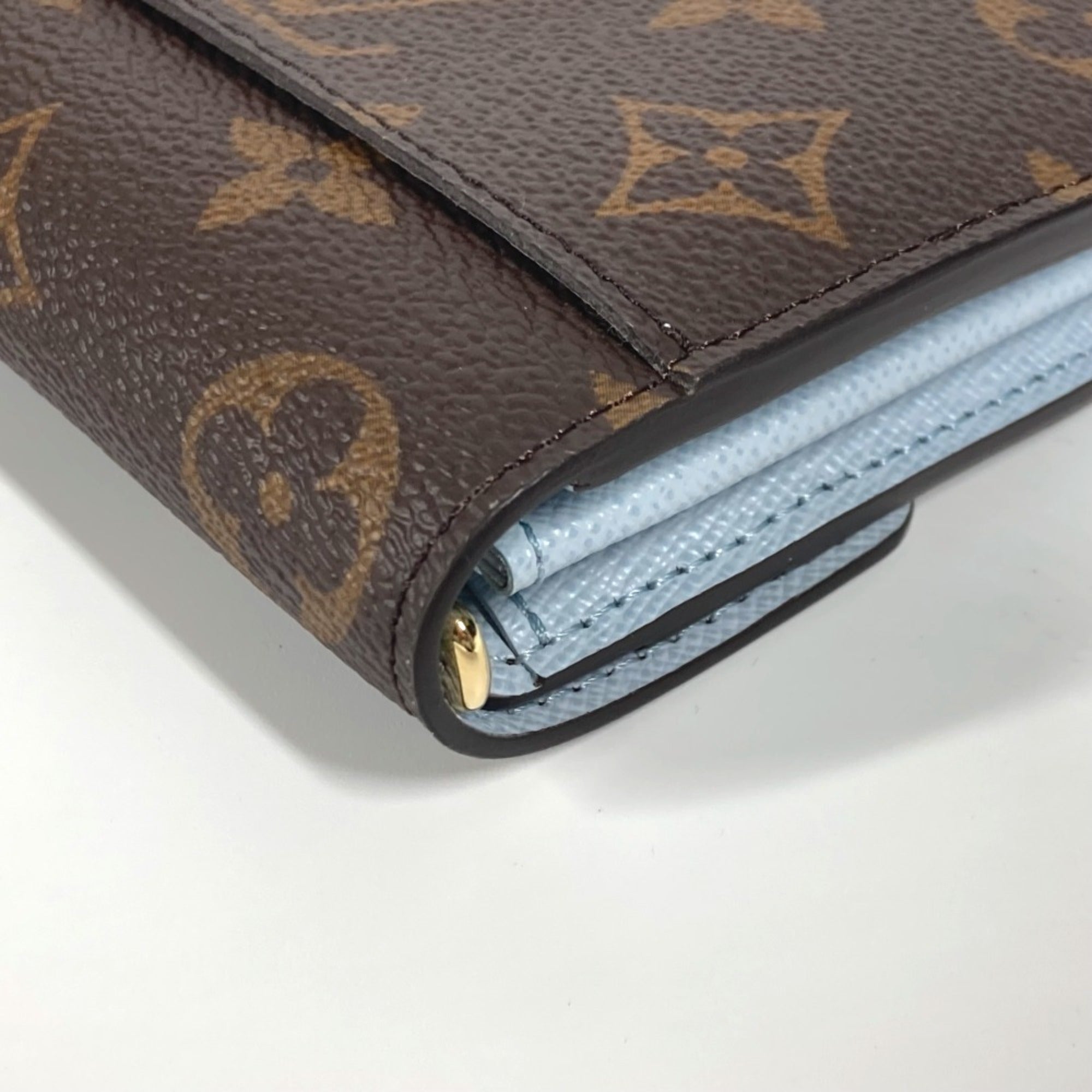 Louis Vuitton Blue Brown Monogram Long Wallet (Bi-Fold) (Pre-Owned)