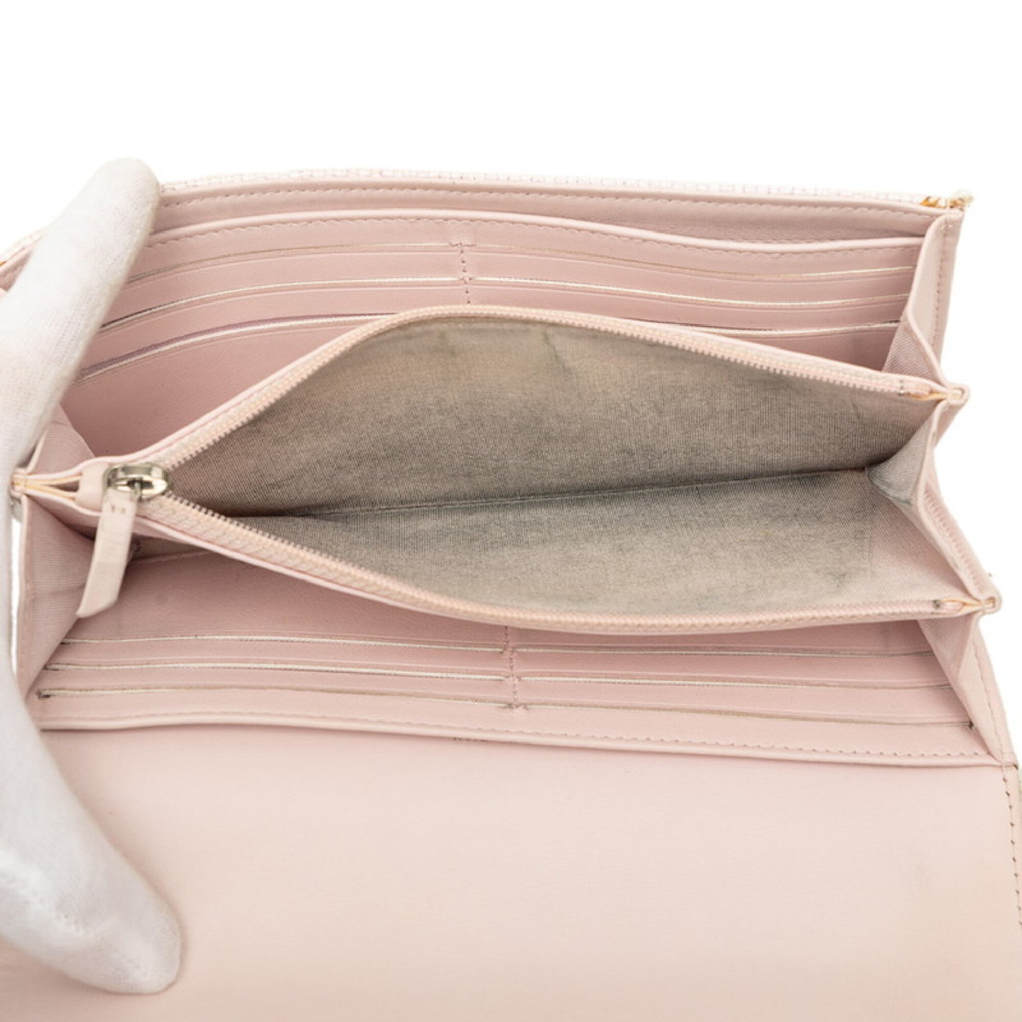 Chanel Pink White Tweed Long Wallet (Bi-Fold) (Pre-Owned)