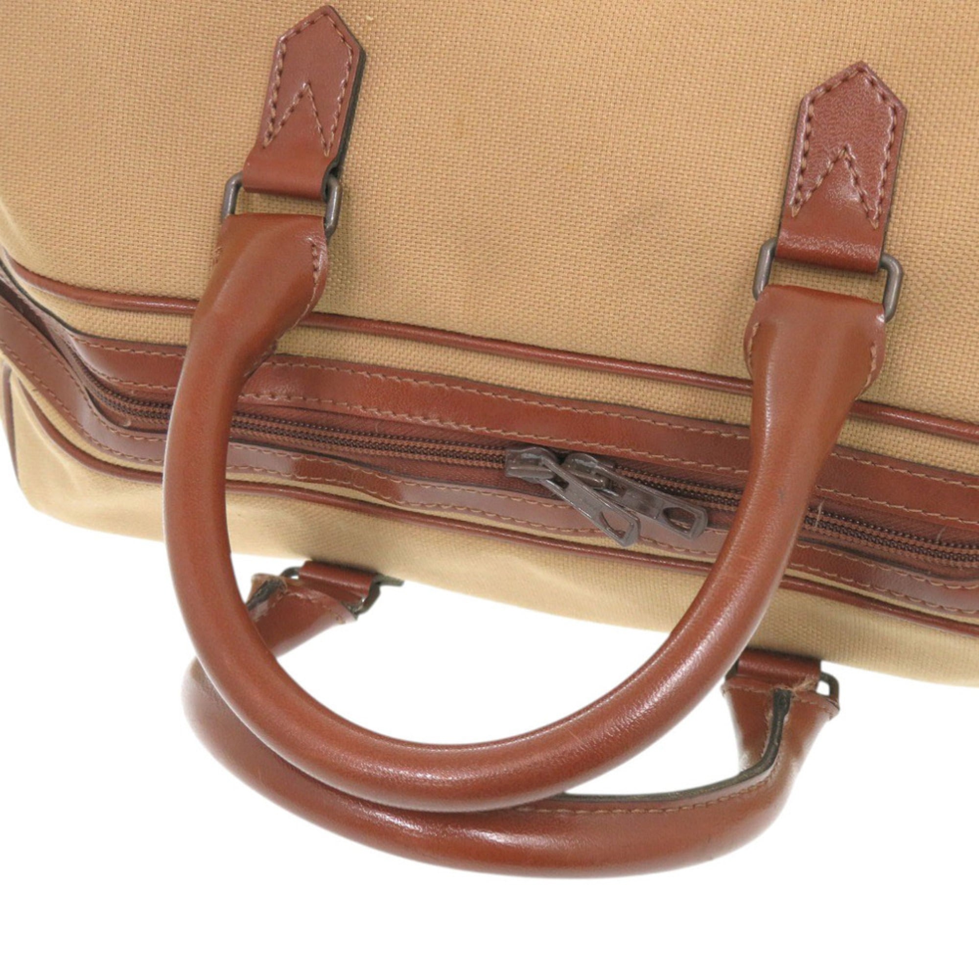 Yves Saint Laurent Brown Canvas Leather Boston Bag (Pre-Owned)