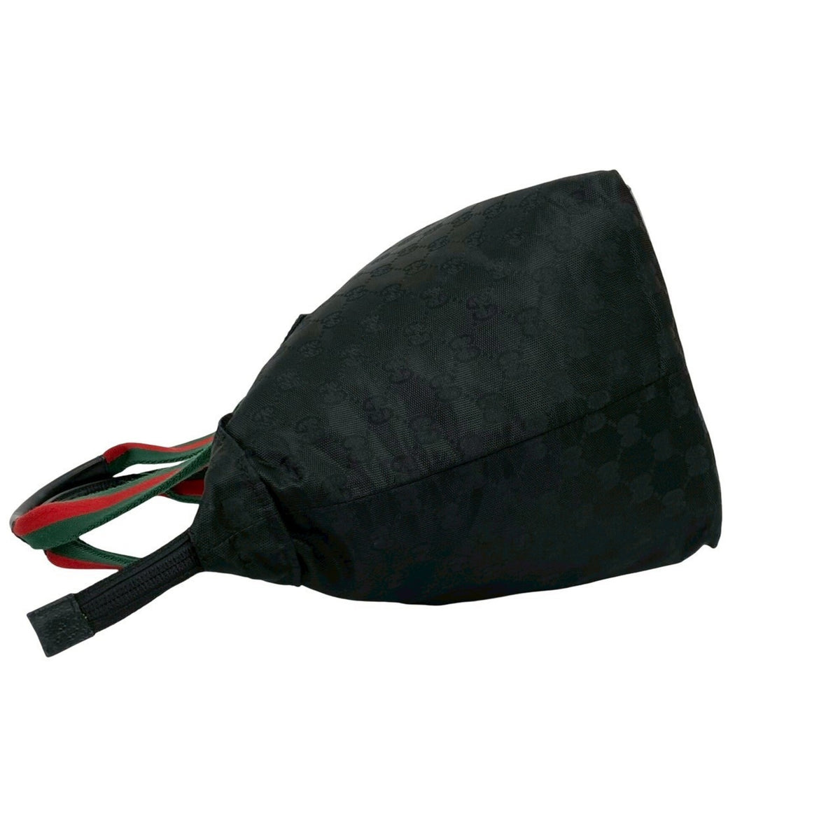 Gucci Black Green Red Color Leather Nylon Canvas Handbag Tote Bag (Pre-Owned)