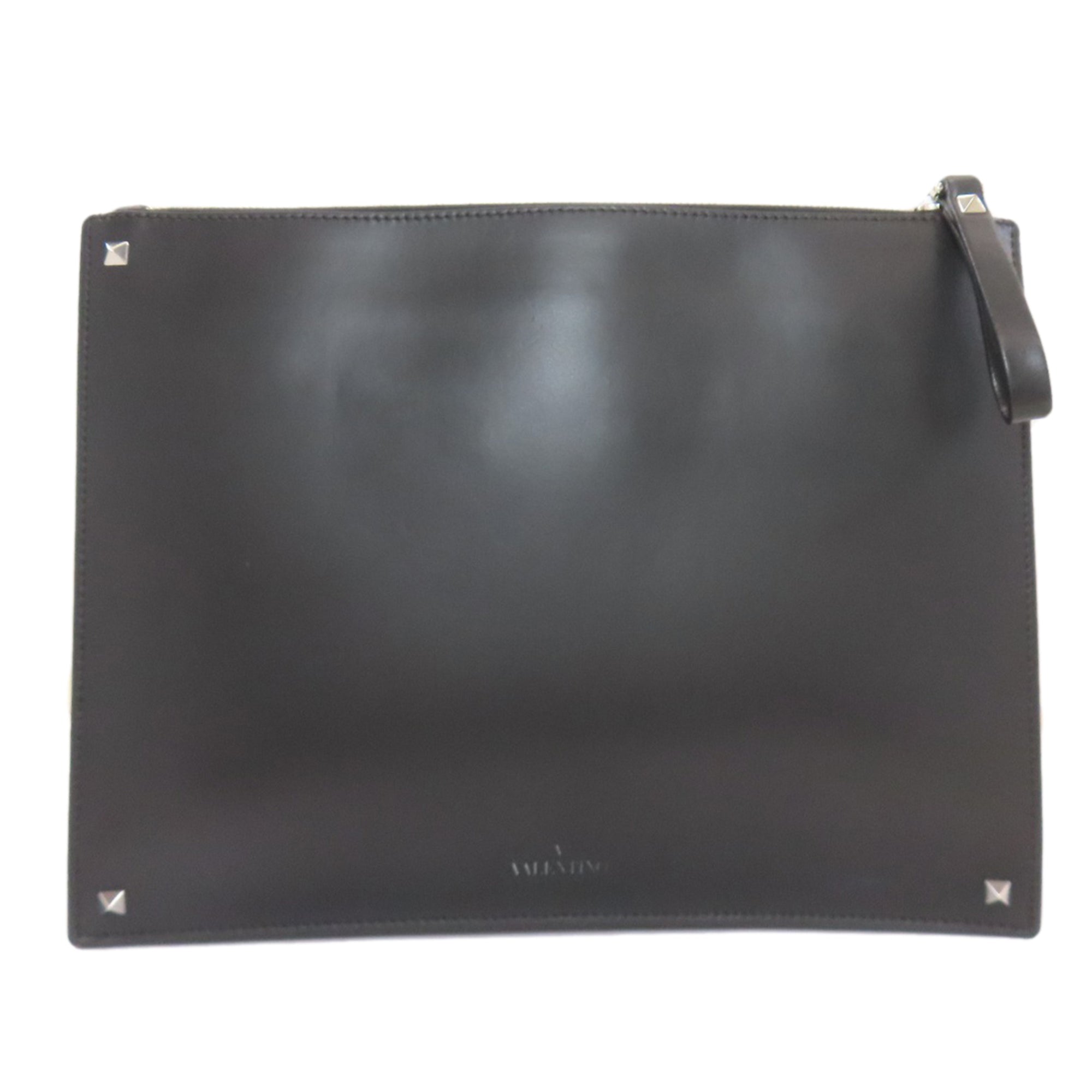 Valentino Black Leather Clutch Bag (Pre-Owned)
