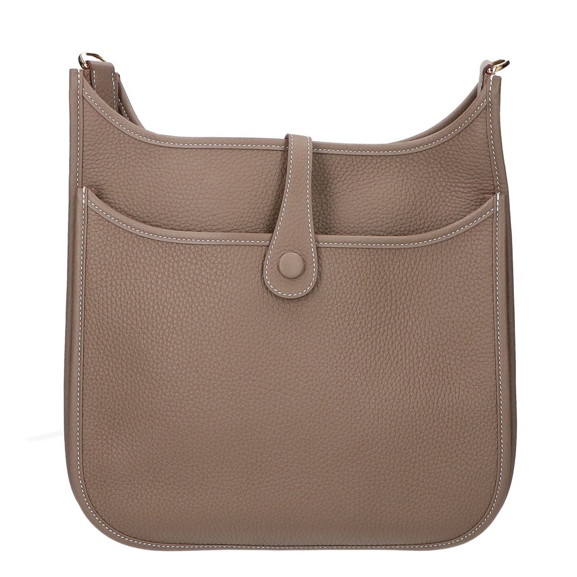 Hermes Etoupe Gray Taurillon Clemence Leather Shoulder Bag (Pre-Owned)