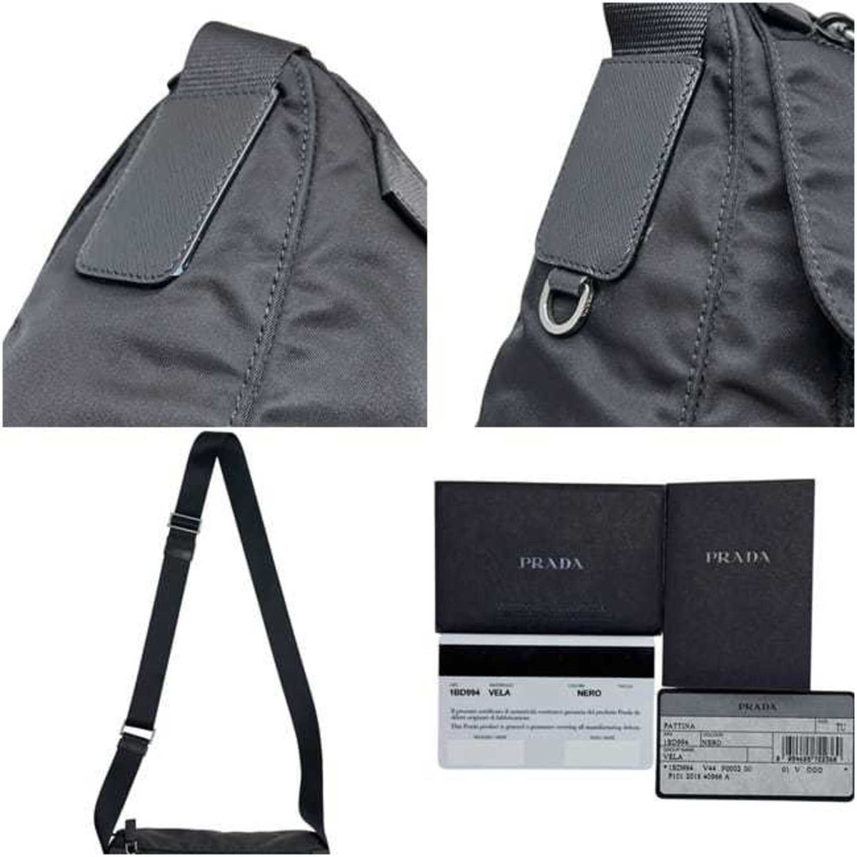 Prada Black Nero Vela Nylon Shoulder Bag (Pre-Owned)