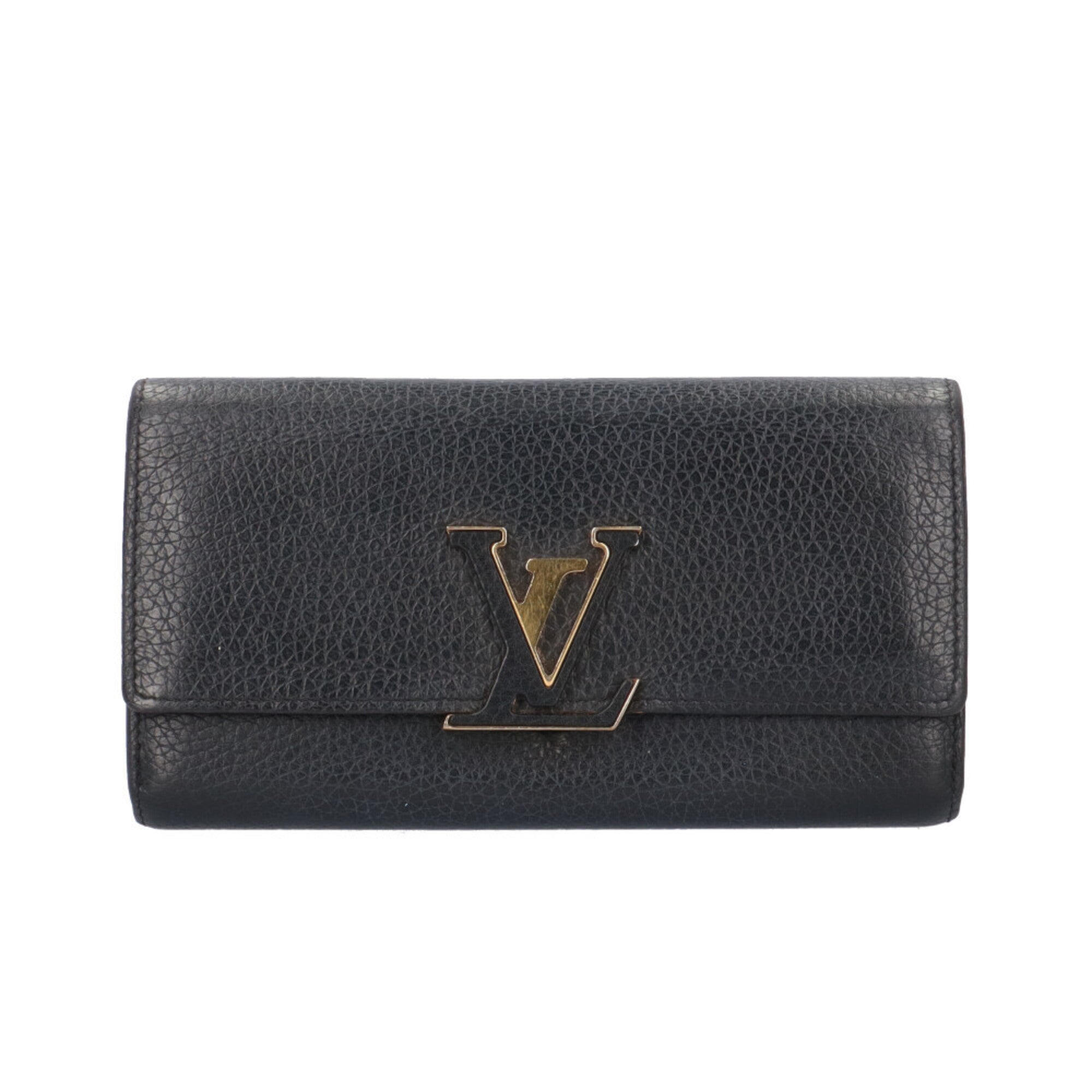 Louis Vuitton Black Fuchsia Pink Leather Long Wallet (Bi-Fold) (Pre-Owned)