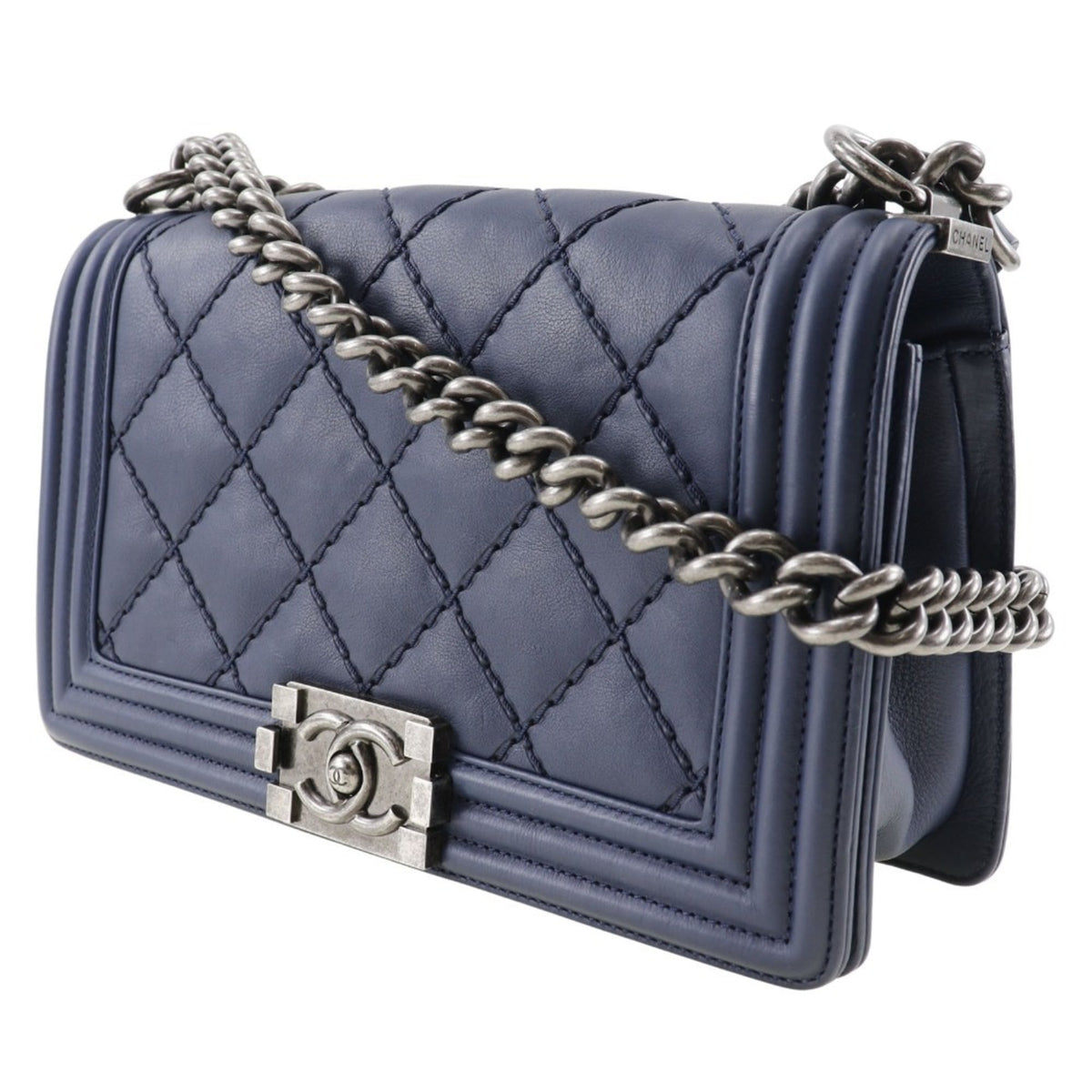 Chanel Navy Leather Shoulder Bag (Pre-Owned)