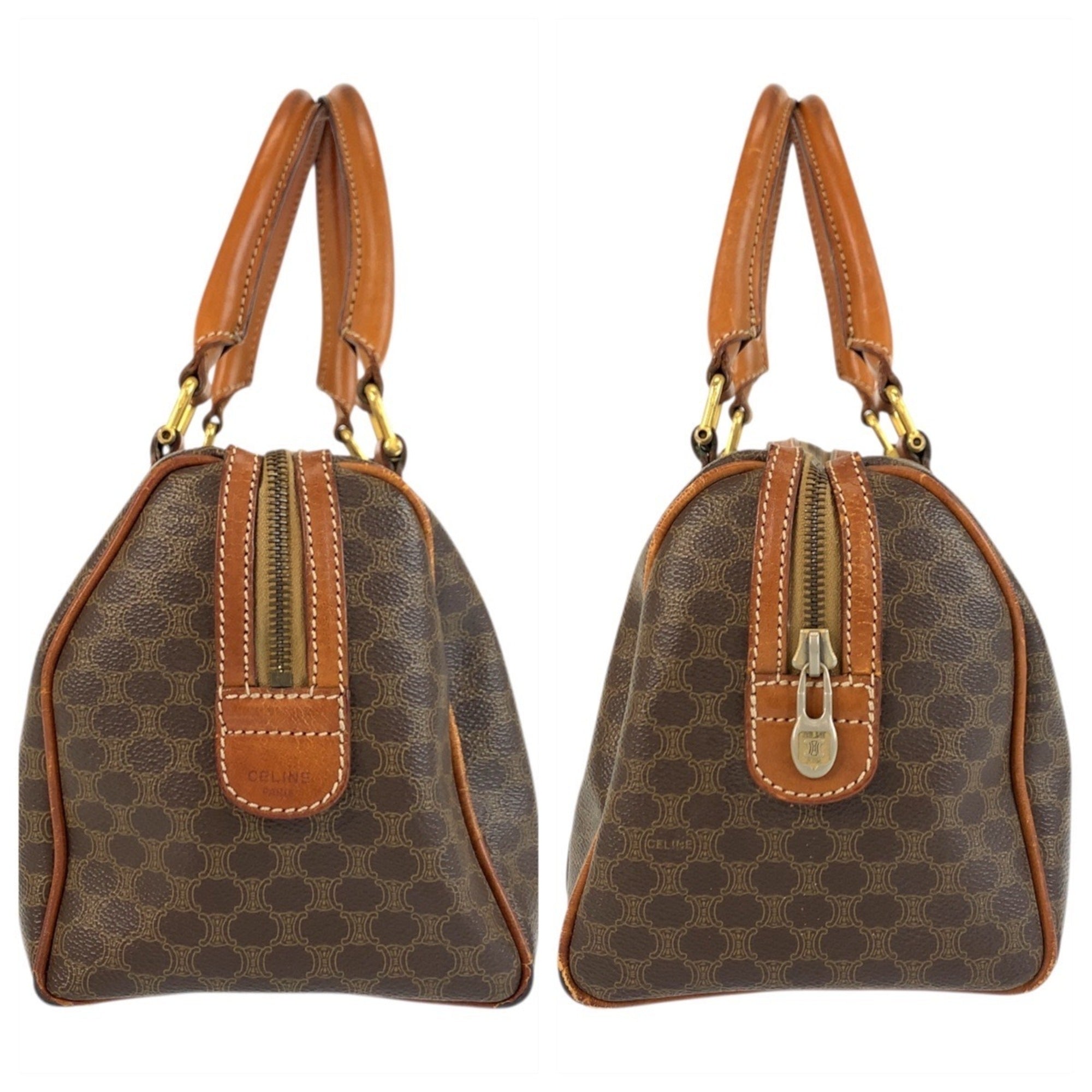 Celine Brown Pvc Leather Boston Bag Handbag (Pre-Owned)