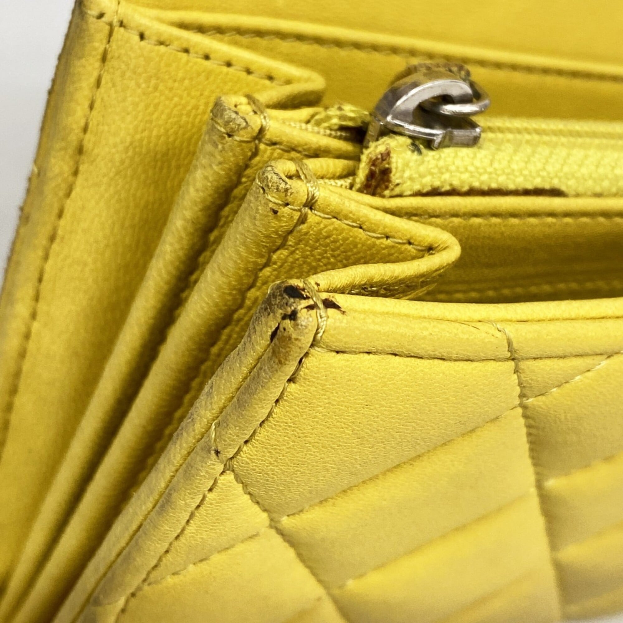 Chanel Yellow Leather Long Wallet (Bi-Fold) (Pre-Owned)