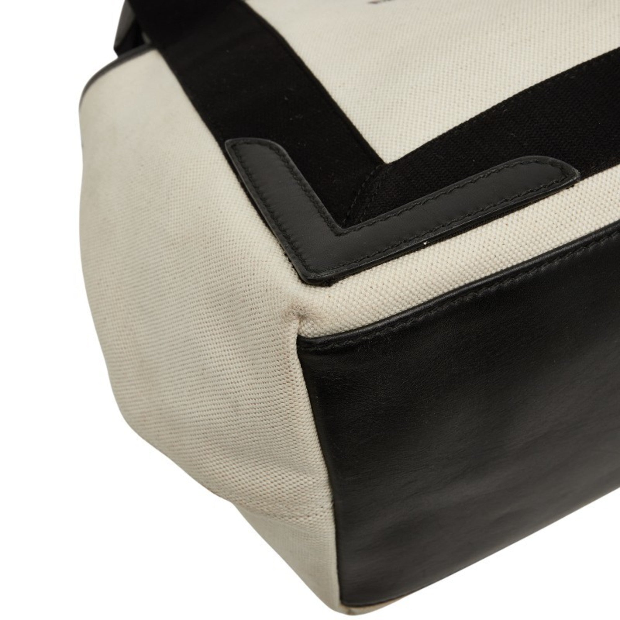 Balenciaga Beige Black Canvas Leather Handbag (Pre-Owned)