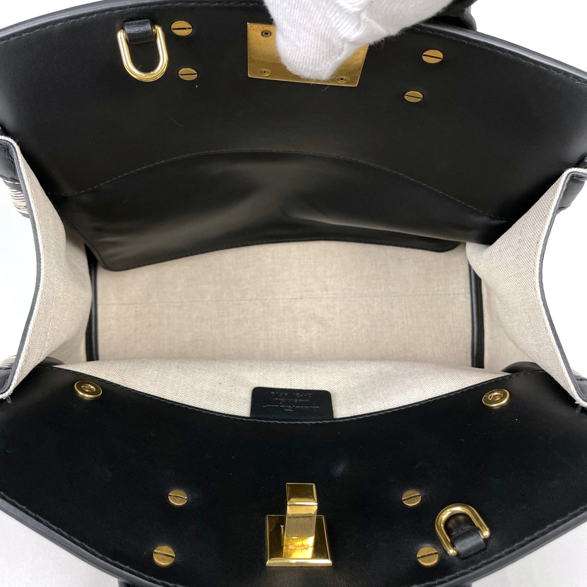 Salvatore Ferragamo Black Canvas Leather Handbag (Pre-Owned)