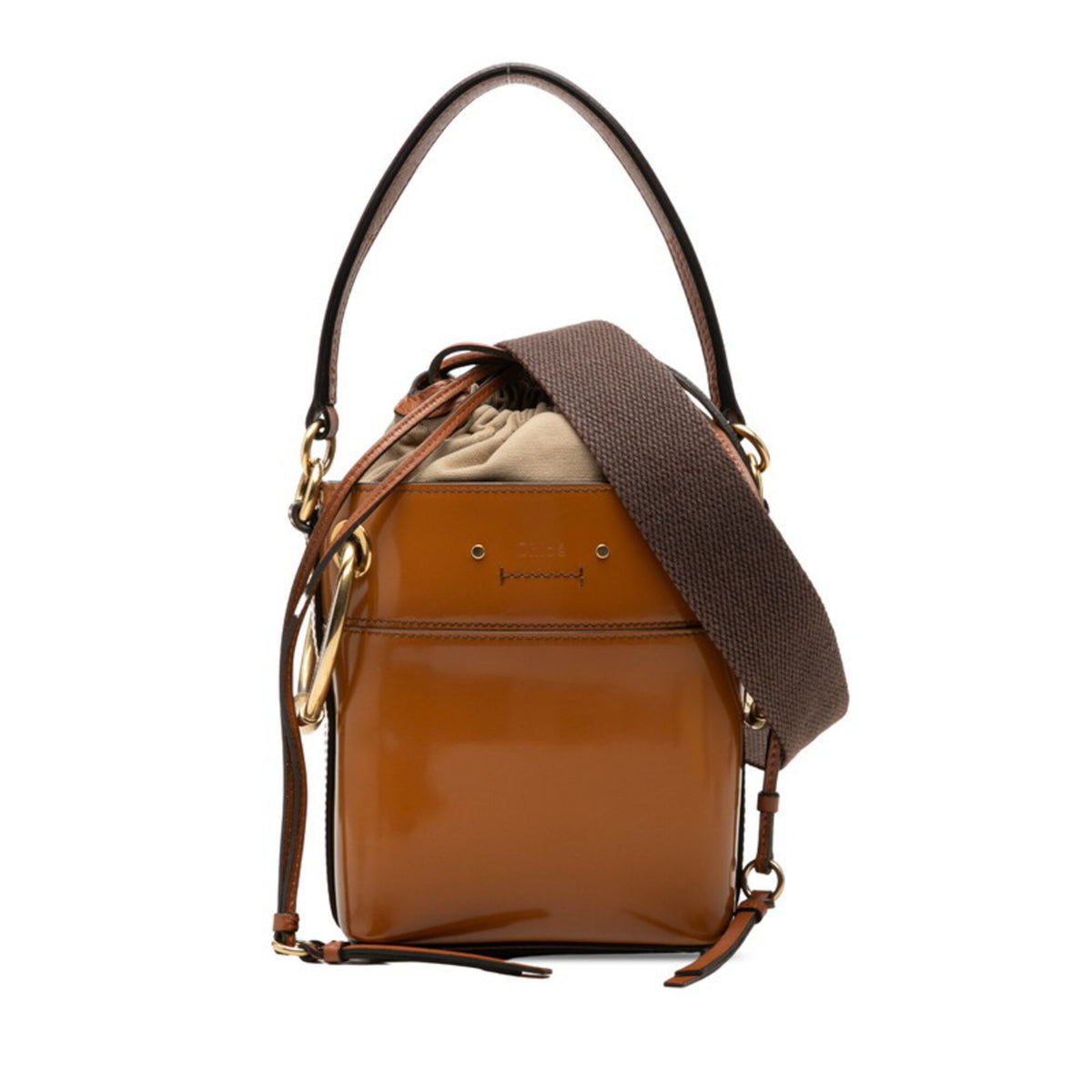 Chloé Brown Patent Leather Handbag Shoulder Bag (Pre-Owned)