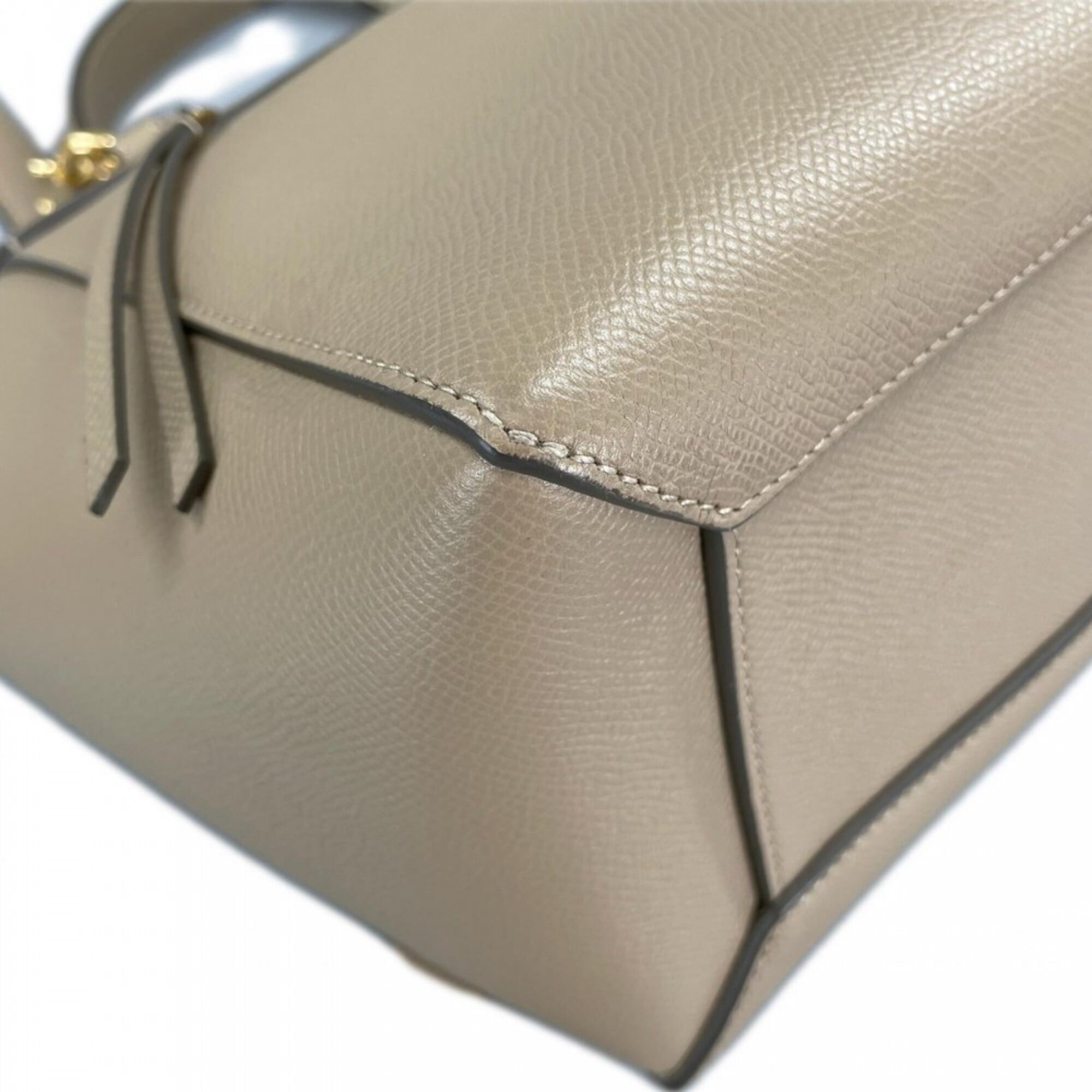 Celine Beige Beige Gold White Leather Handbag (Pre-Owned)