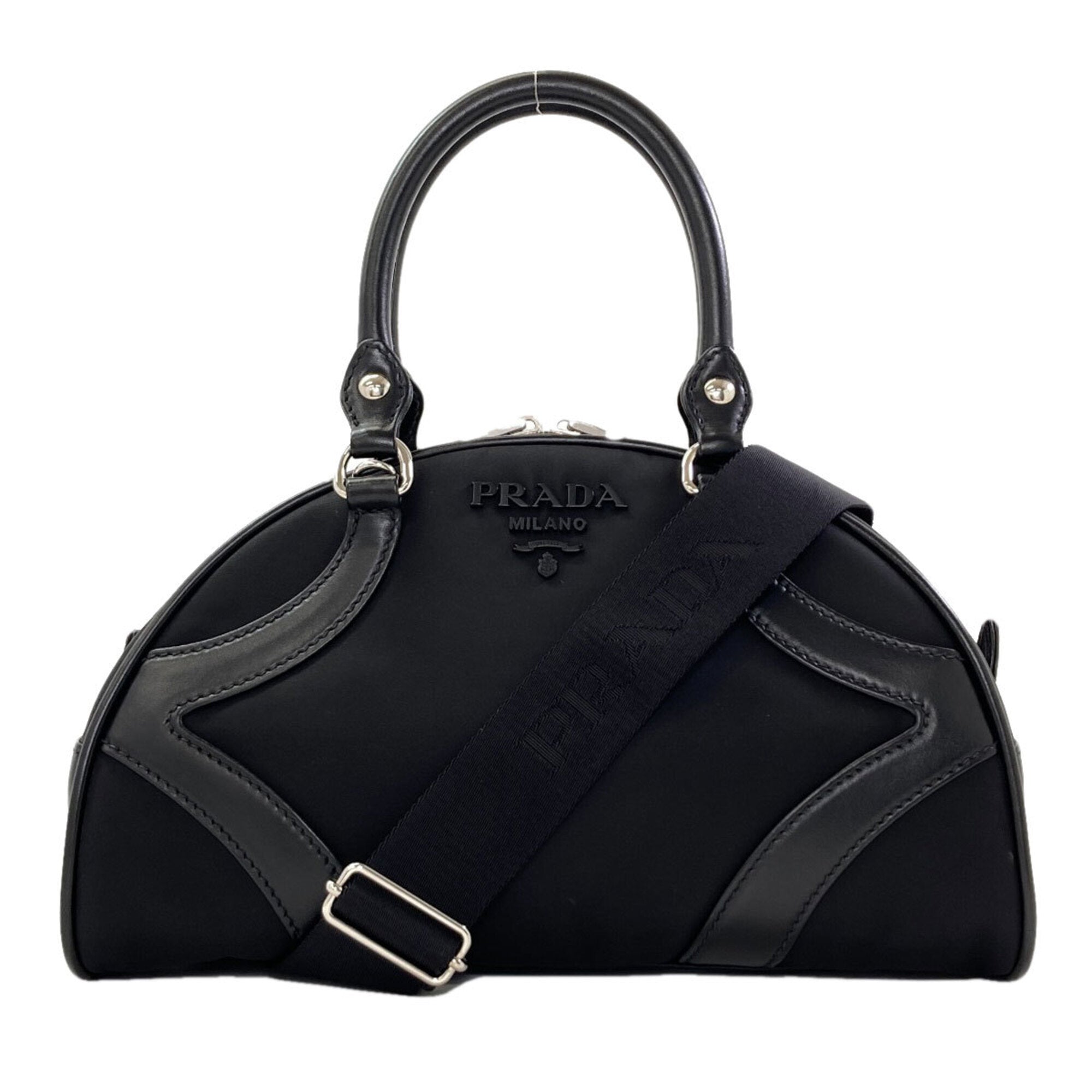 Prada Black Nylon Leather Handbag (Pre-Owned)
