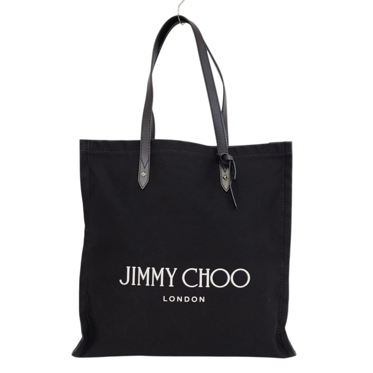 Jimmy Choo Black Canvas Leather Tote Bag (Pre-Owned)