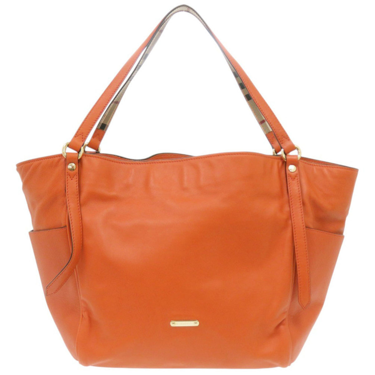 Burberry Orange Leather Tote Bag (Pre-Owned)