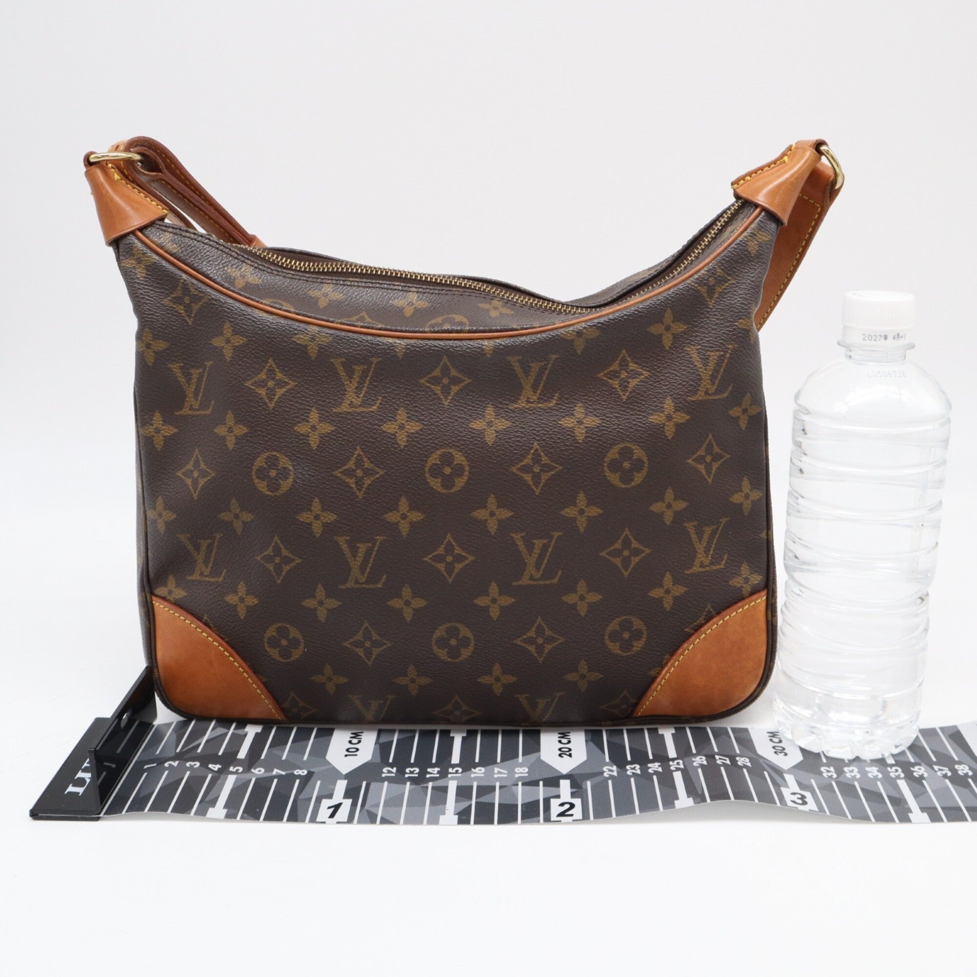 Louis Vuitton Beige Brown Coated Canvas Leather Shoulder Bag (Pre-Owned)