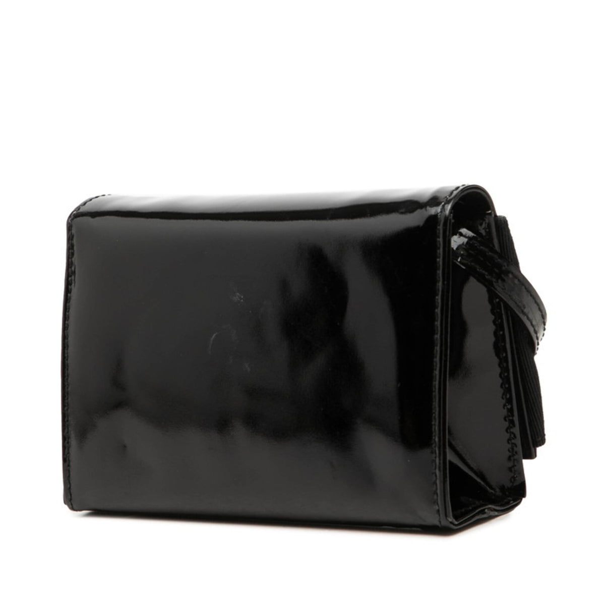 Salvatore Ferragamo Black Patent Leather Pochette Shoulder Bag (Pre-Owned)