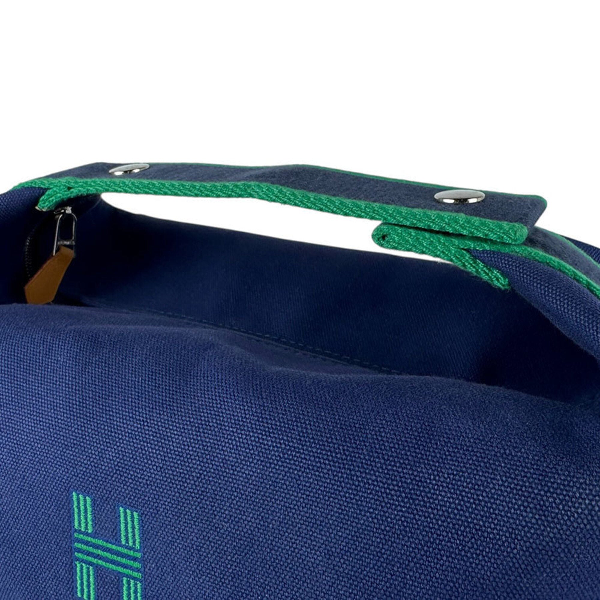 Hermes Blue Green Canvas Pouch (Pre-Owned)