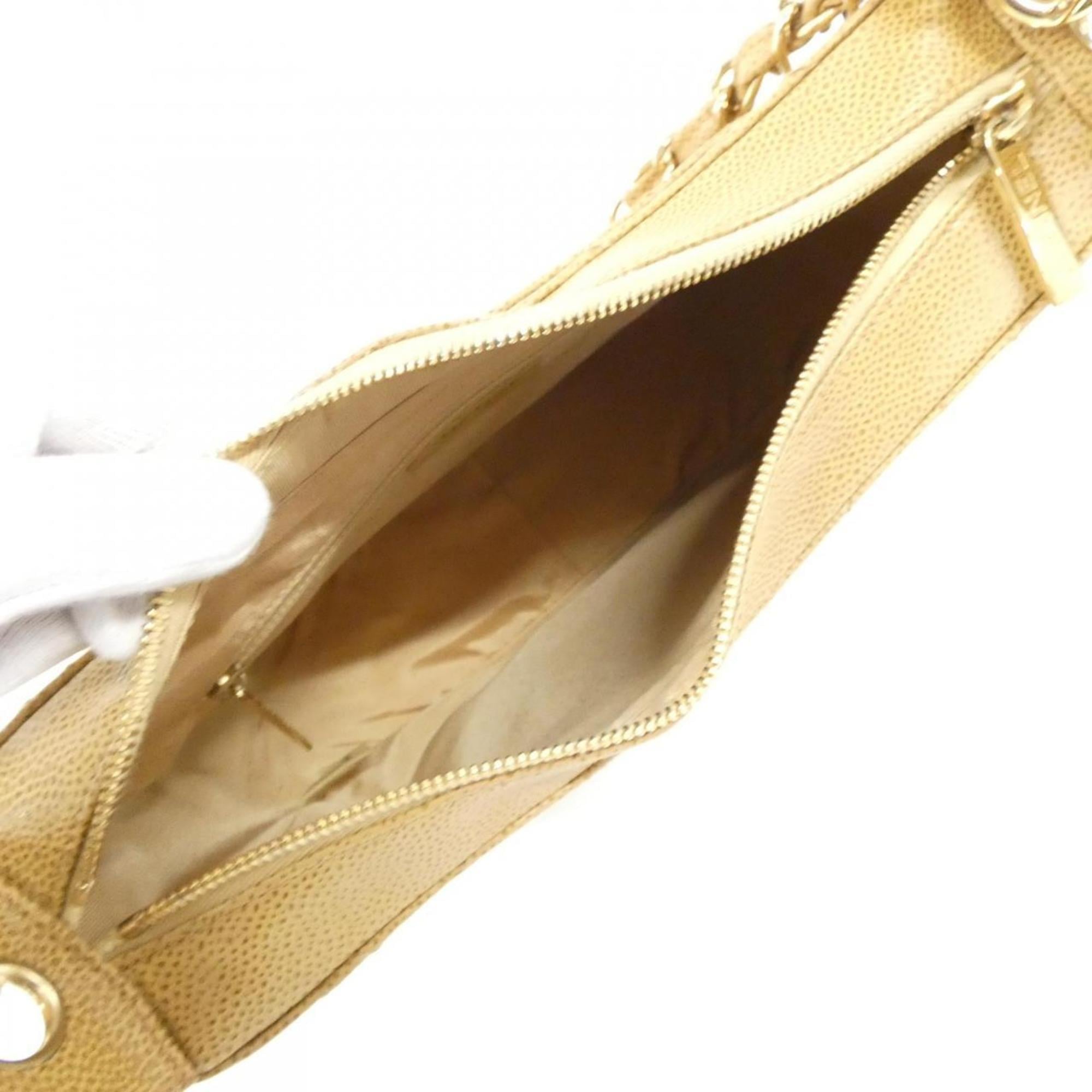 Chanel Beige Grained Calfskin Shoulder Bag (Pre-Owned)