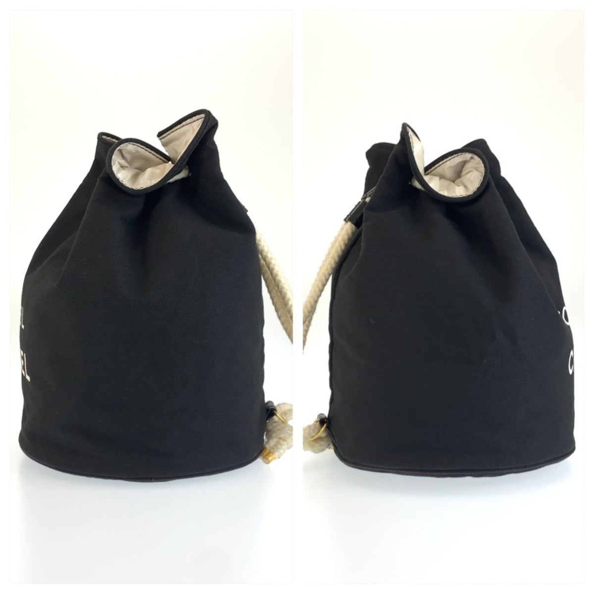 Chanel Black White Canvas Vinyl Shoulder Bag (Pre-Owned)