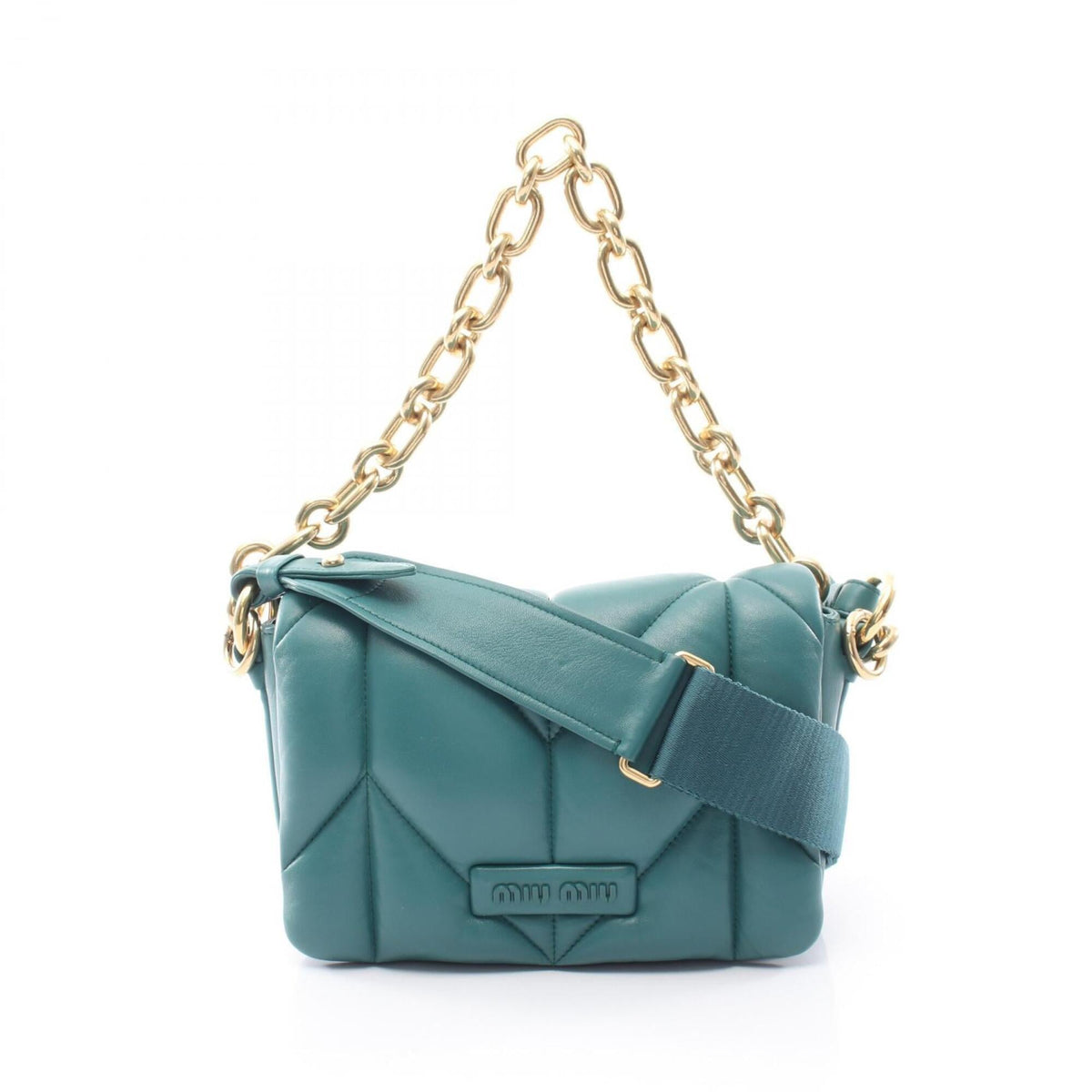 Miu Miu Green Leather Handbag Shoulder Bag (Pre-Owned)