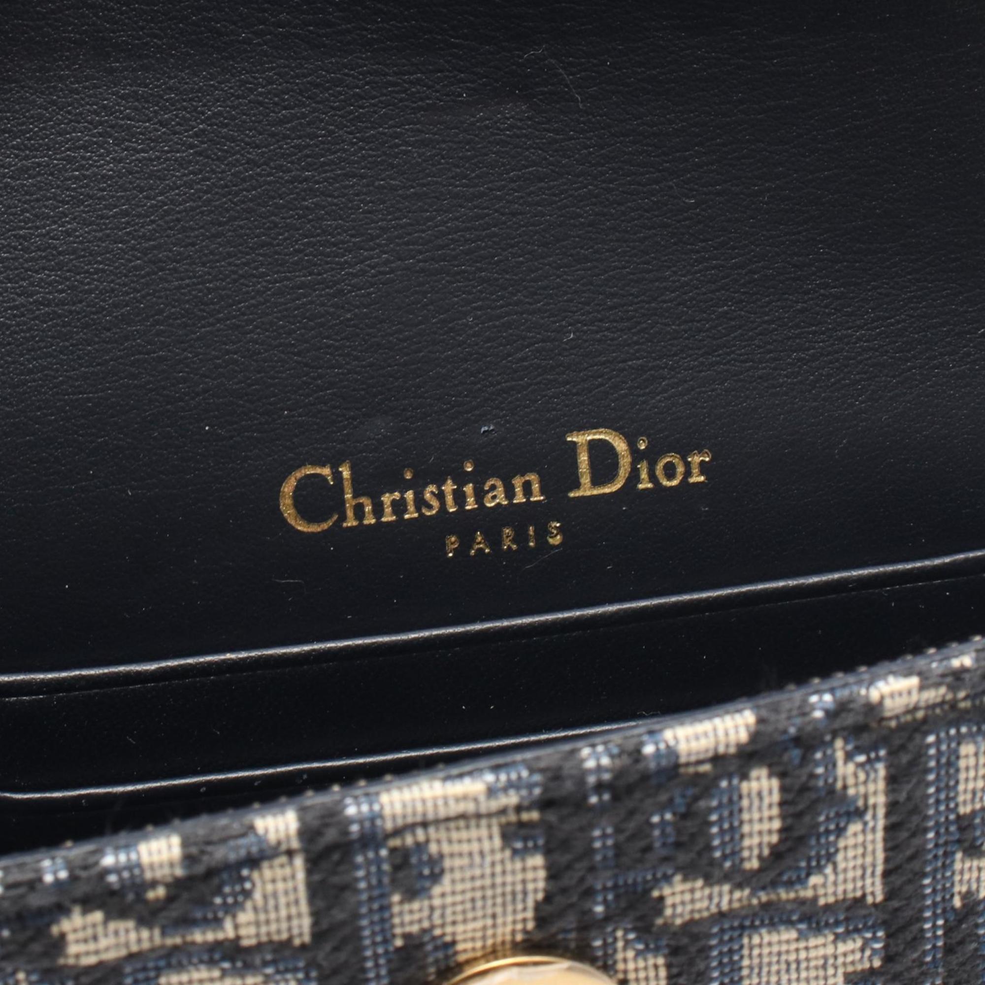 Christian Dior Beige Navy Canvas Leather Fanny Pack Handbag Saddle Bag (Pre-Owned)