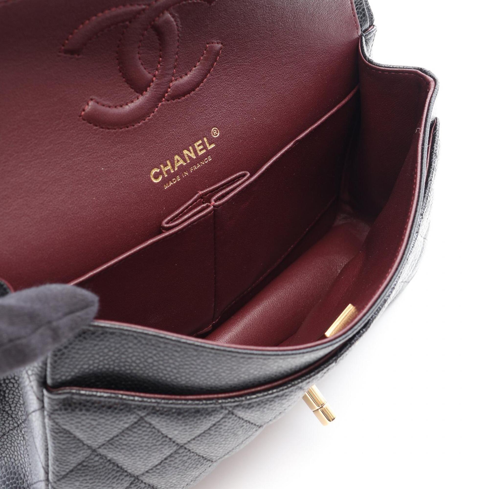 Chanel Black Grained Calfskin Handbag Shoulder Bag (Pre-Owned)