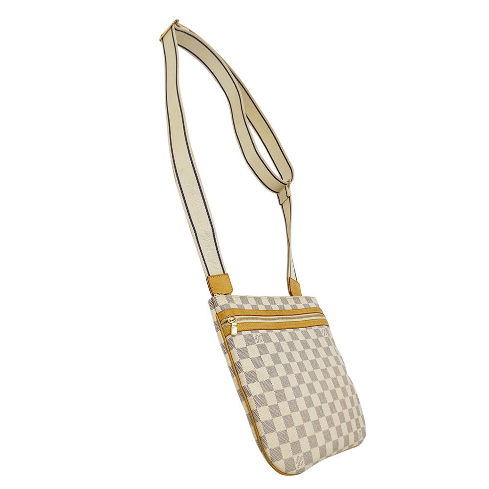 Louis Vuitton Ivory Damier Azur Canvas Pochette Shoulder Bag (Pre-Owned)