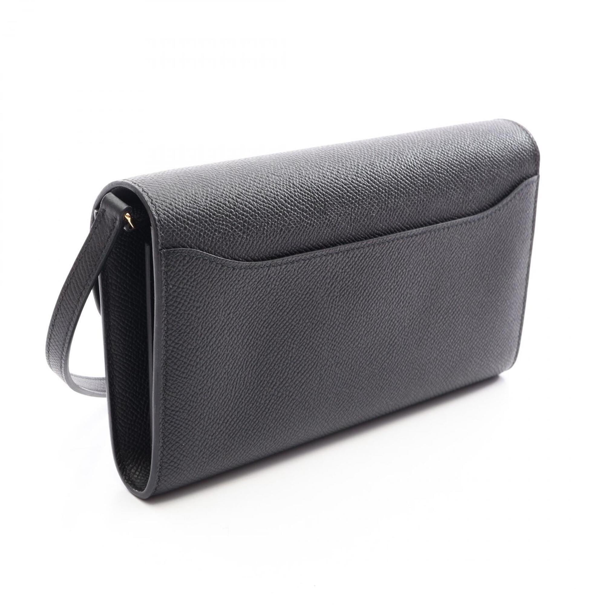 Hermes Black Brown Coated Canvas Leather Handbag Shoulder Bag (Pre-Owned)