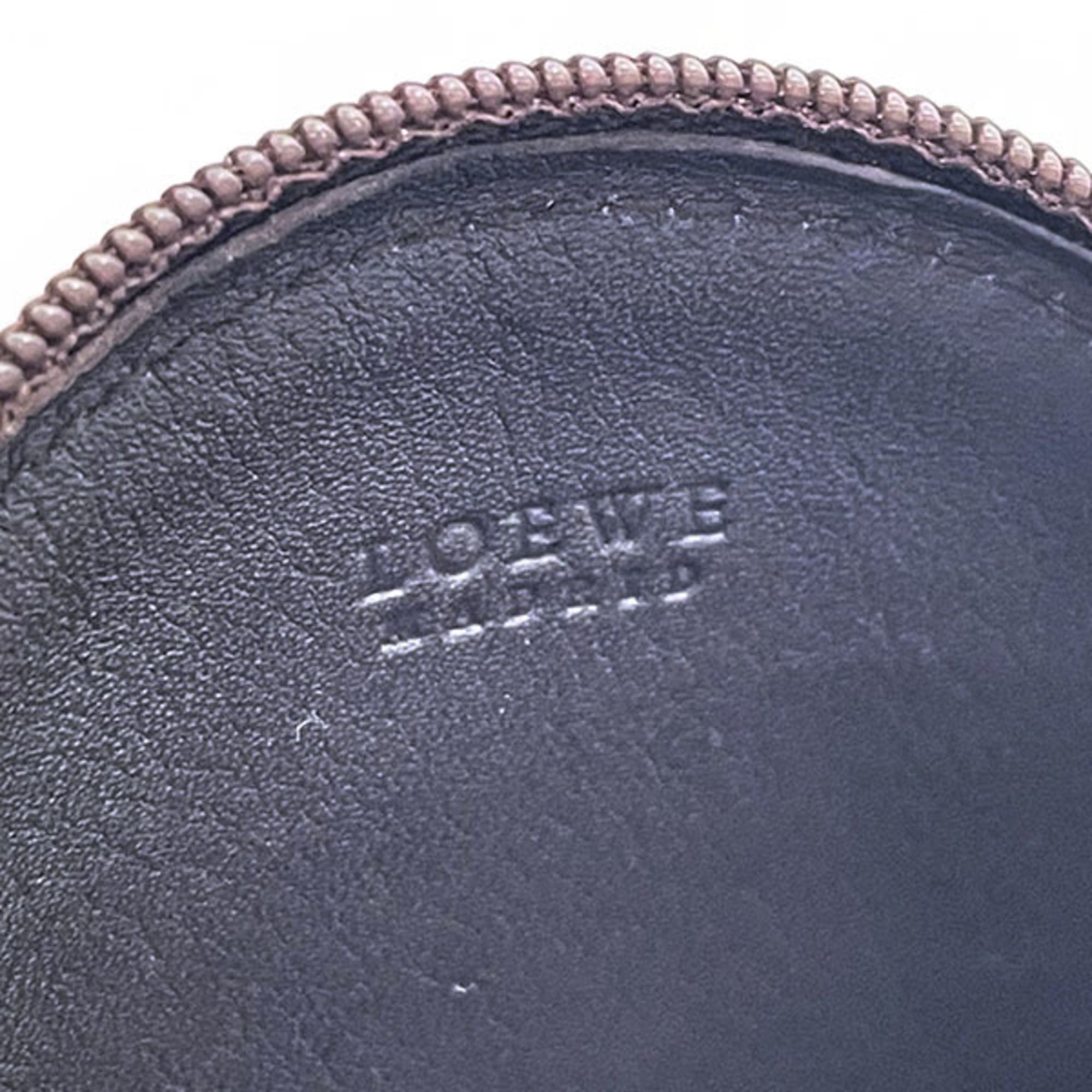 Loewe Dark Brown Red Color Suede Leather Coin Purse/Coin Case (Pre-Owned)